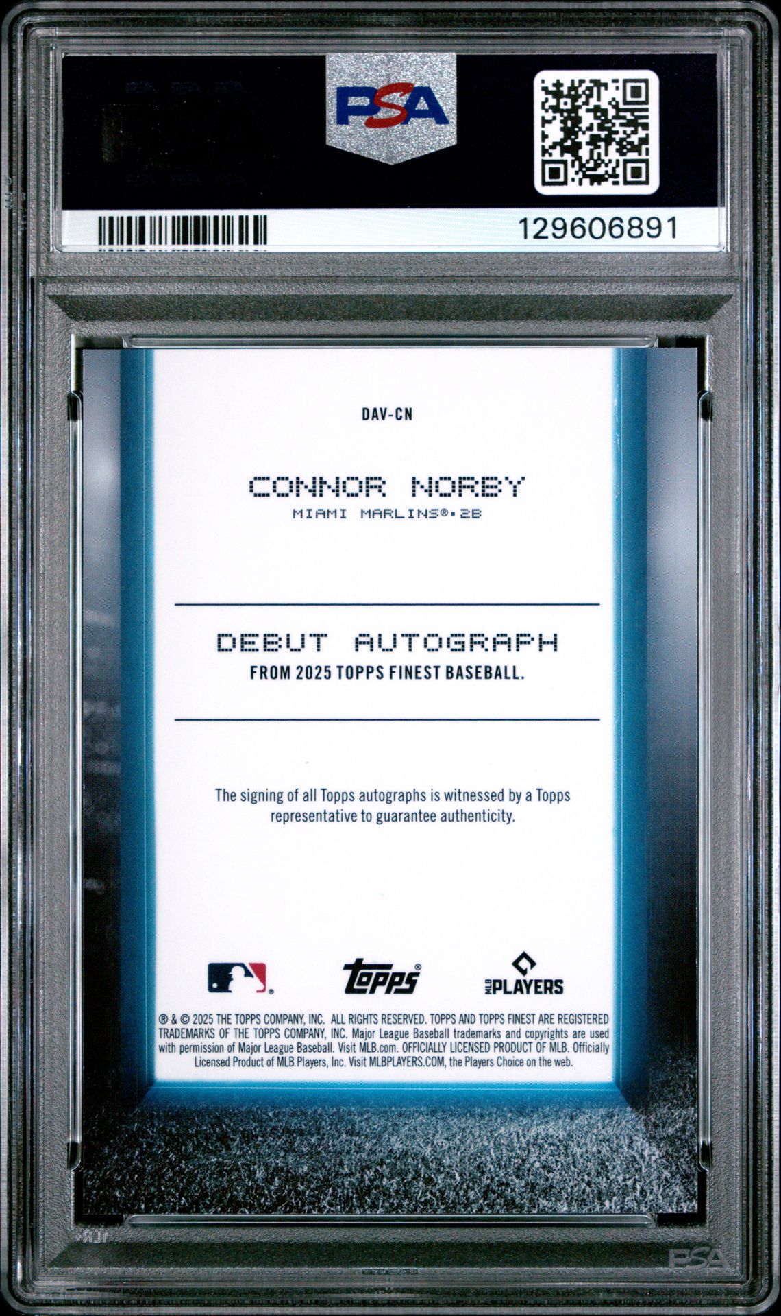 2025 Topps Finest Debut Autographs Connor Norby #Davcn (Debut Autograph-Gold Ref) Mint 9 back