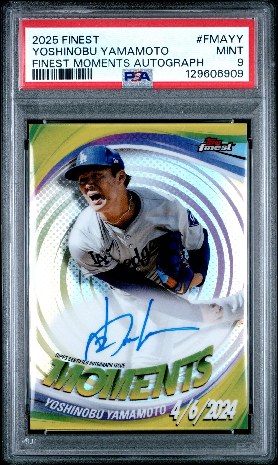 2025 Topps Finest Finest Moments Autographs Yoshinobu Yamamoto #Fmayy Mint 9 front