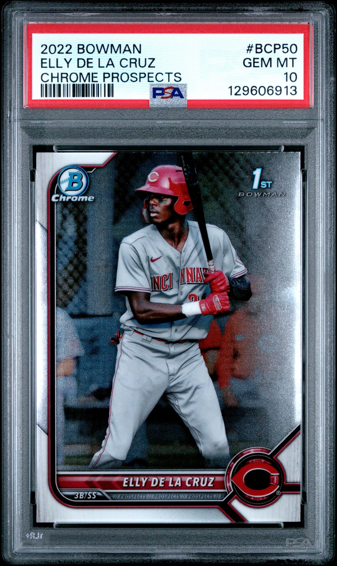 2022 Bowman Chrome Prospects Elly De La Cruz #Bcp50 (Chrome Prospects) Gem Mt 10 front