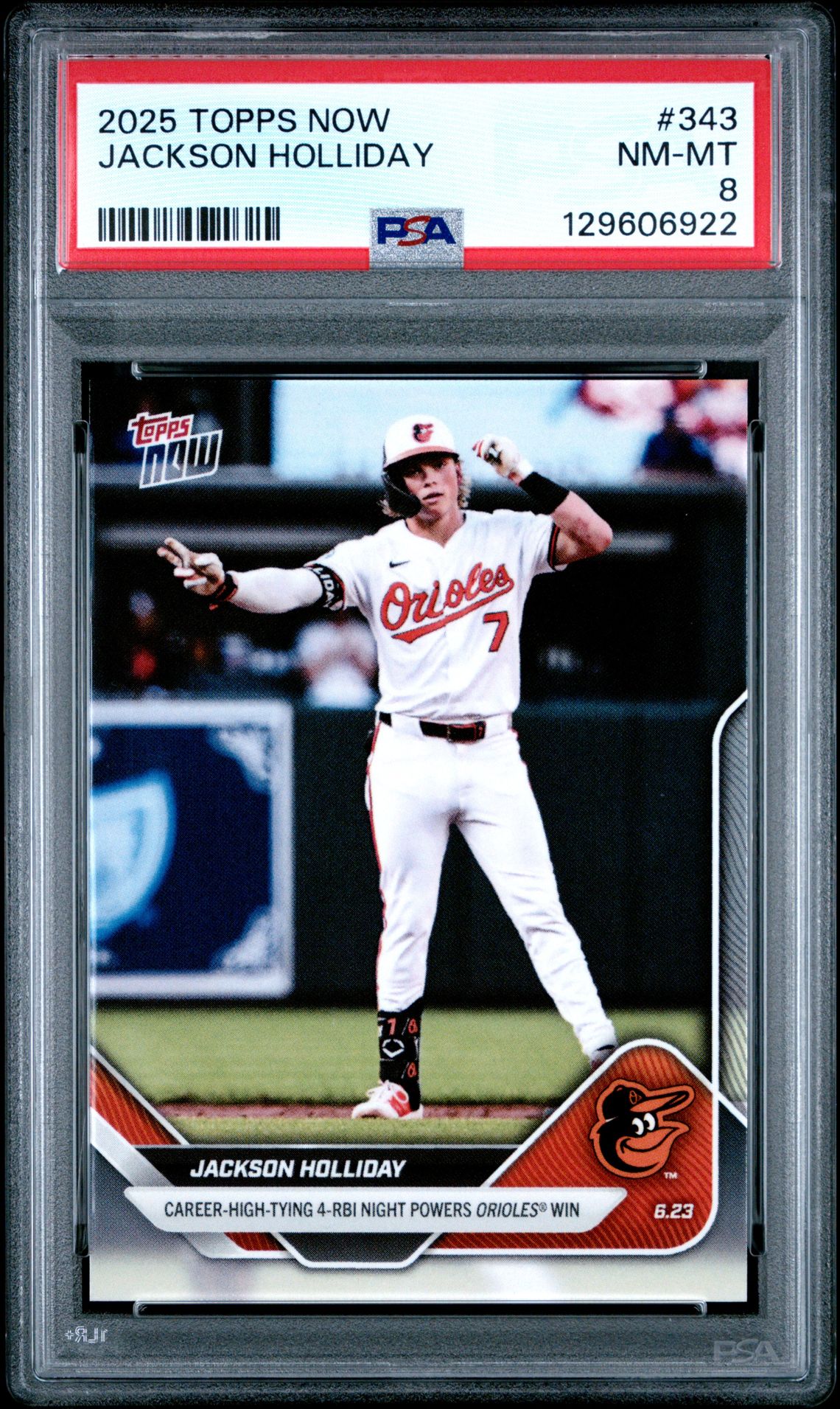 2025 Topps Now Jackson Holliday #343 Nm-Mt 8 front