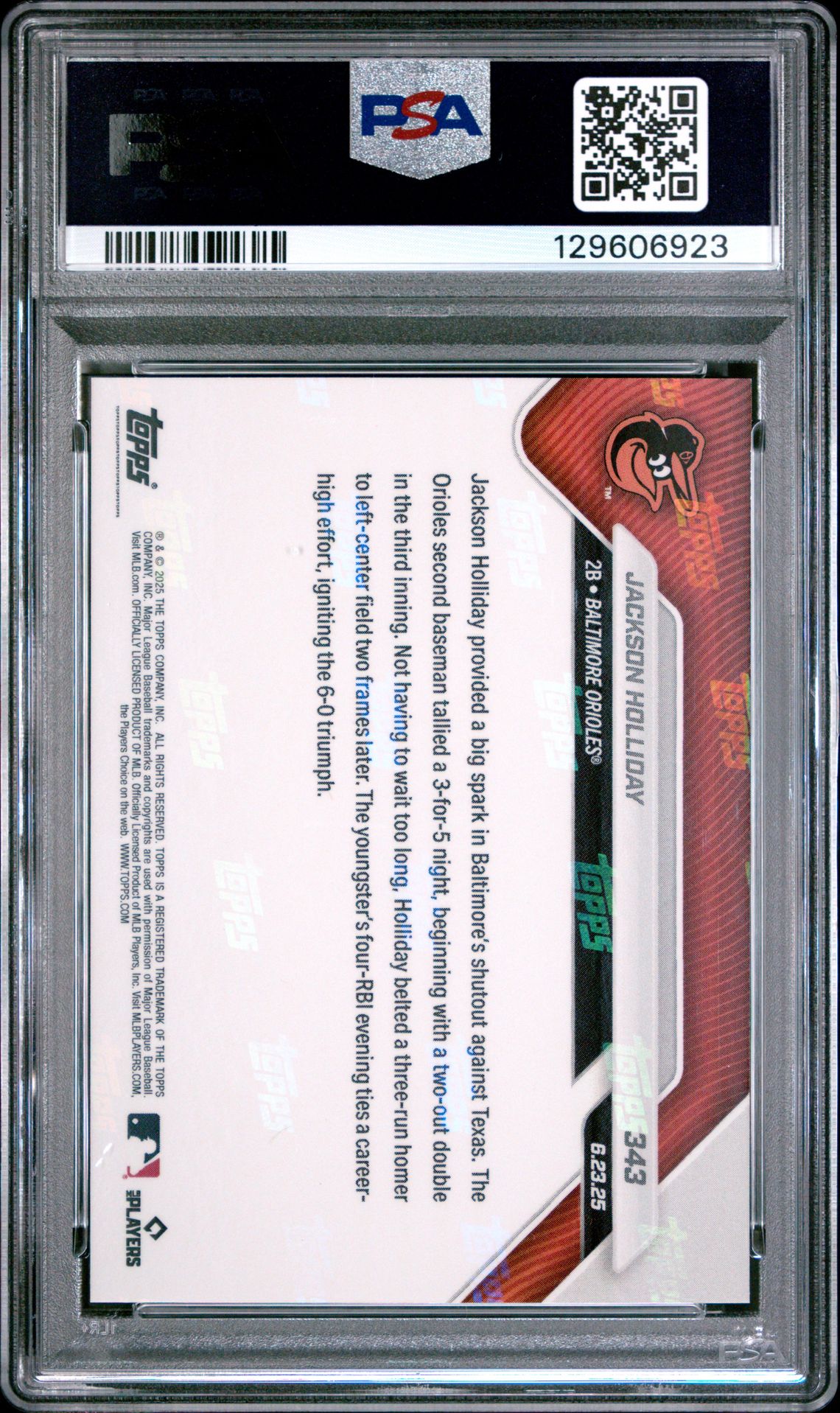 2025 Topps Now Jackson Holliday #343 Nm-Mt 8 back