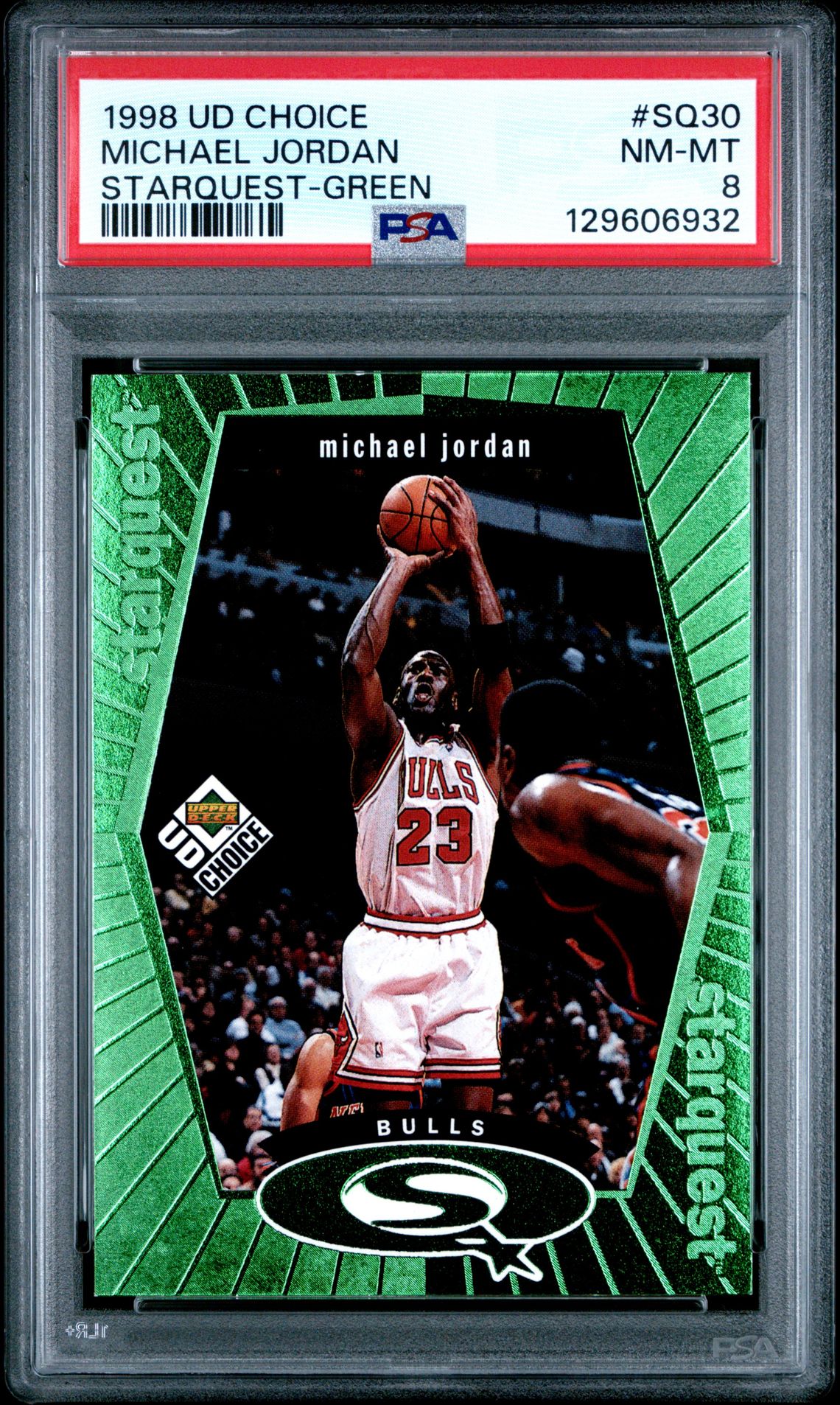 1998 Ud Choice Starquest Michael Jordan #Sq30 (Starquest-Green) Nm-Mt 8 front