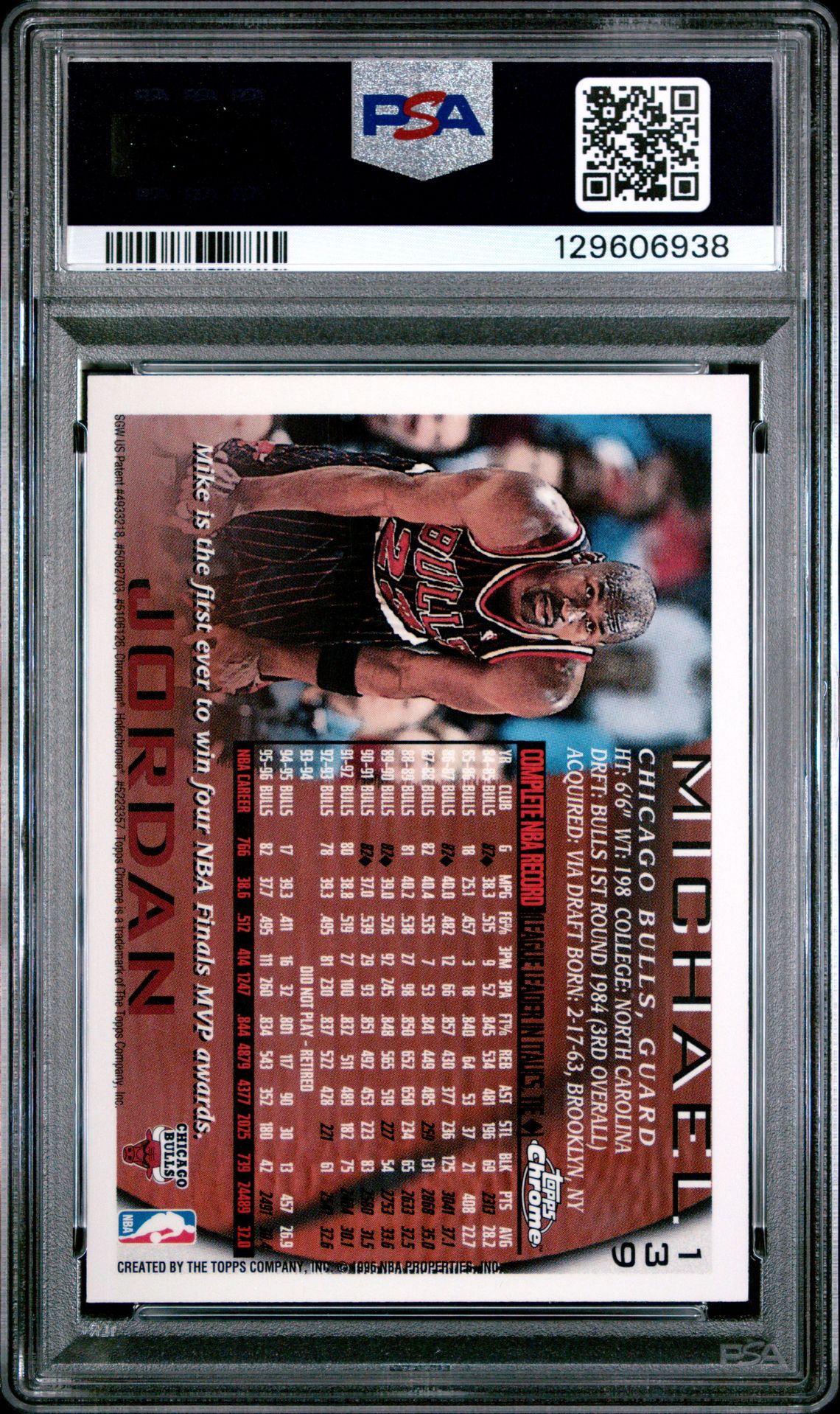 1996 Topps Chrome Michael Jordan #139 Nm-Mt 8 back
