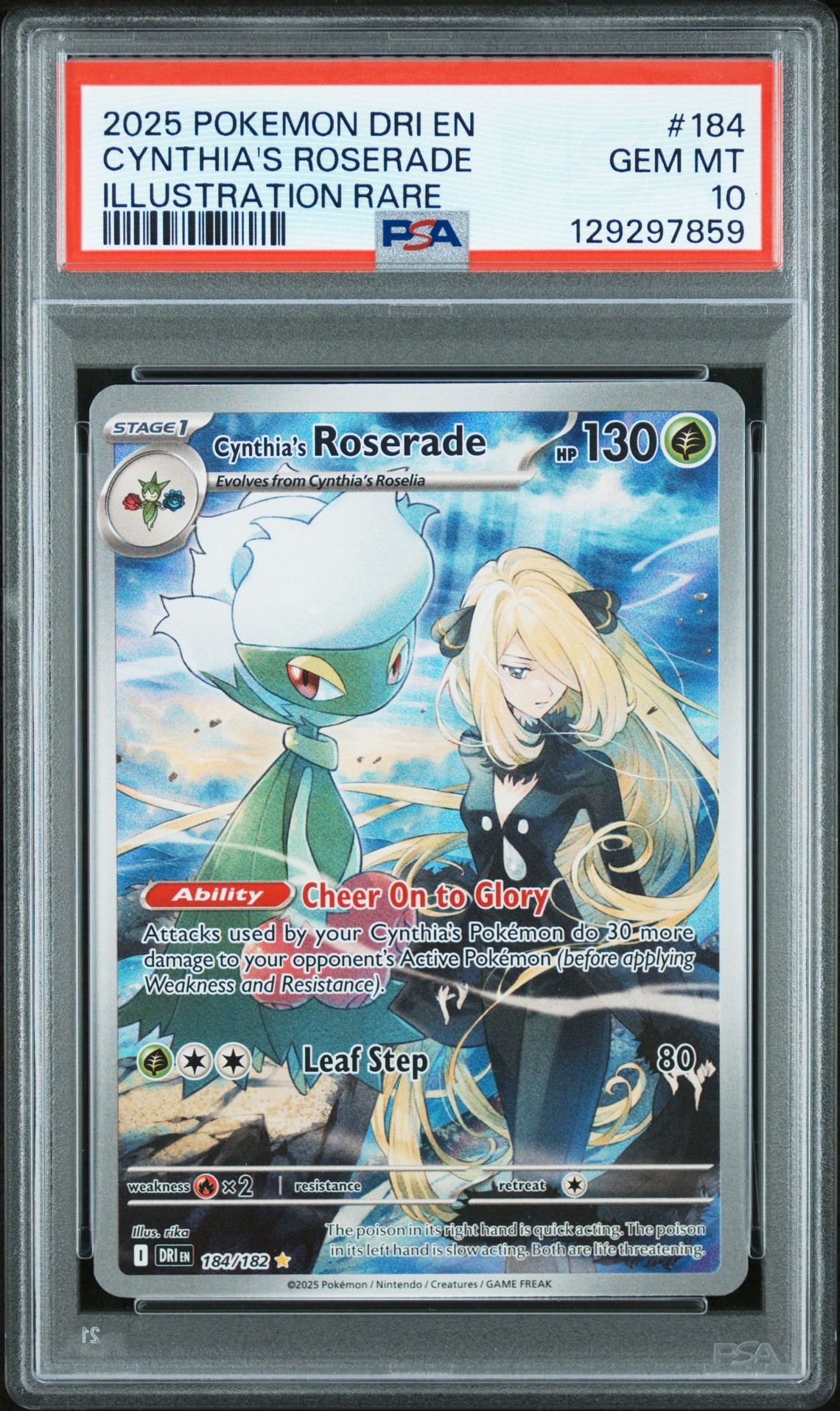 2025 Pokemon Dri En-Destined Rivals Cynthia's Roserade #184 (Illustration Rare) Gem Mt 10 front