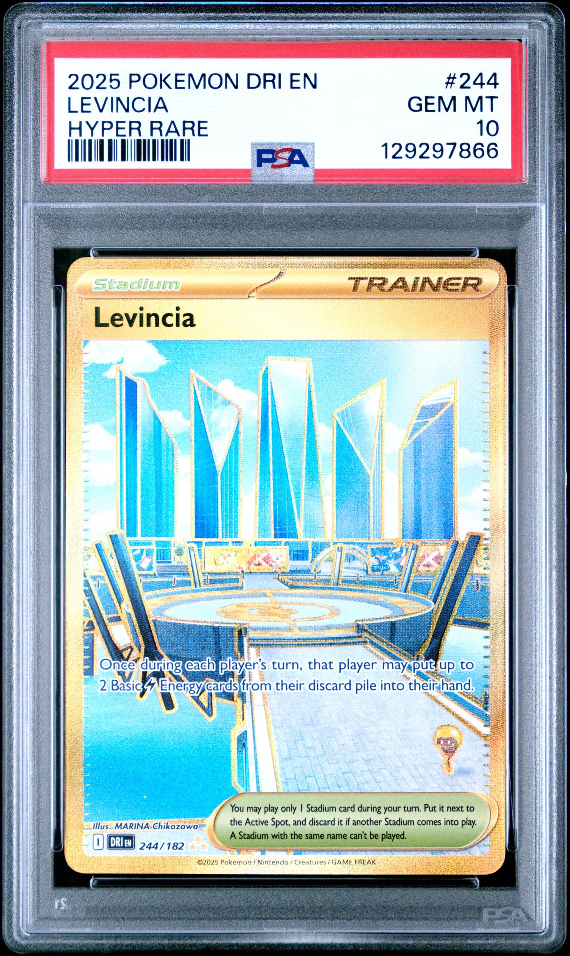 2025 Pokemon Dri En-Destined Rivals Levincia #244 (Hyper Rare) Gem Mt 10 front