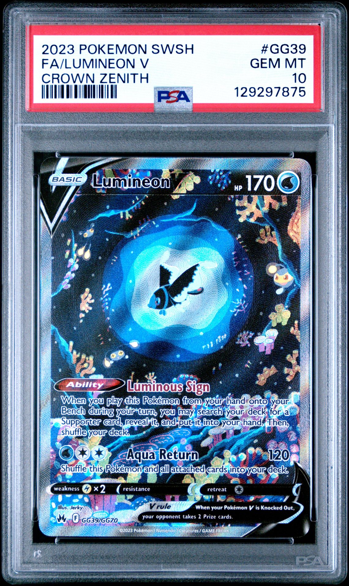 2023 Pokemon Sword And Shield Crown Zenith Fa/Lumineon V #Gg39 (Crown Zenith) Gem Mt 10 front