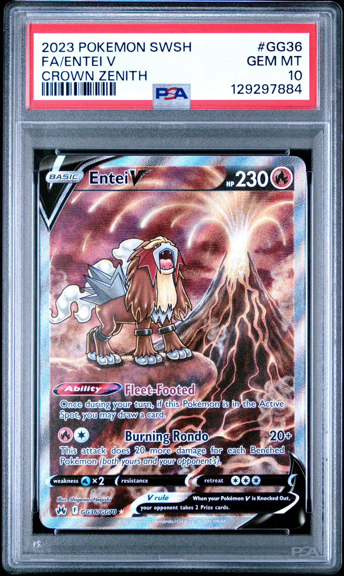 2023 Pokemon Sword And Shield Crown Zenith Fa/Entei V #Gg36 (Crown Zenith) Gem Mt 10 front