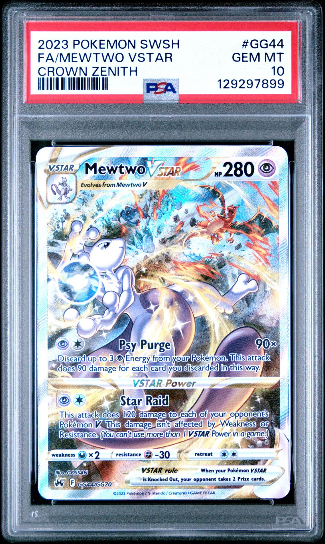 2023 Pokemon Sword And Shield Crown Zenith Fa/Mewtwo Vstar #Gg44 (Crown Zenith) Gem Mt 10 front