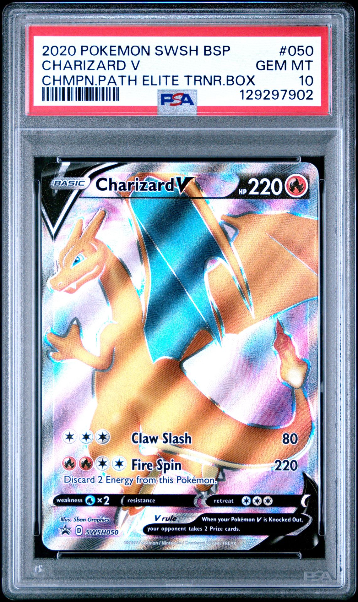 2020 Pokemon Swsh Black Star Promo Charizard V #050 (Chmpn.path Elite Trnr.box) Gem Mt 10 front