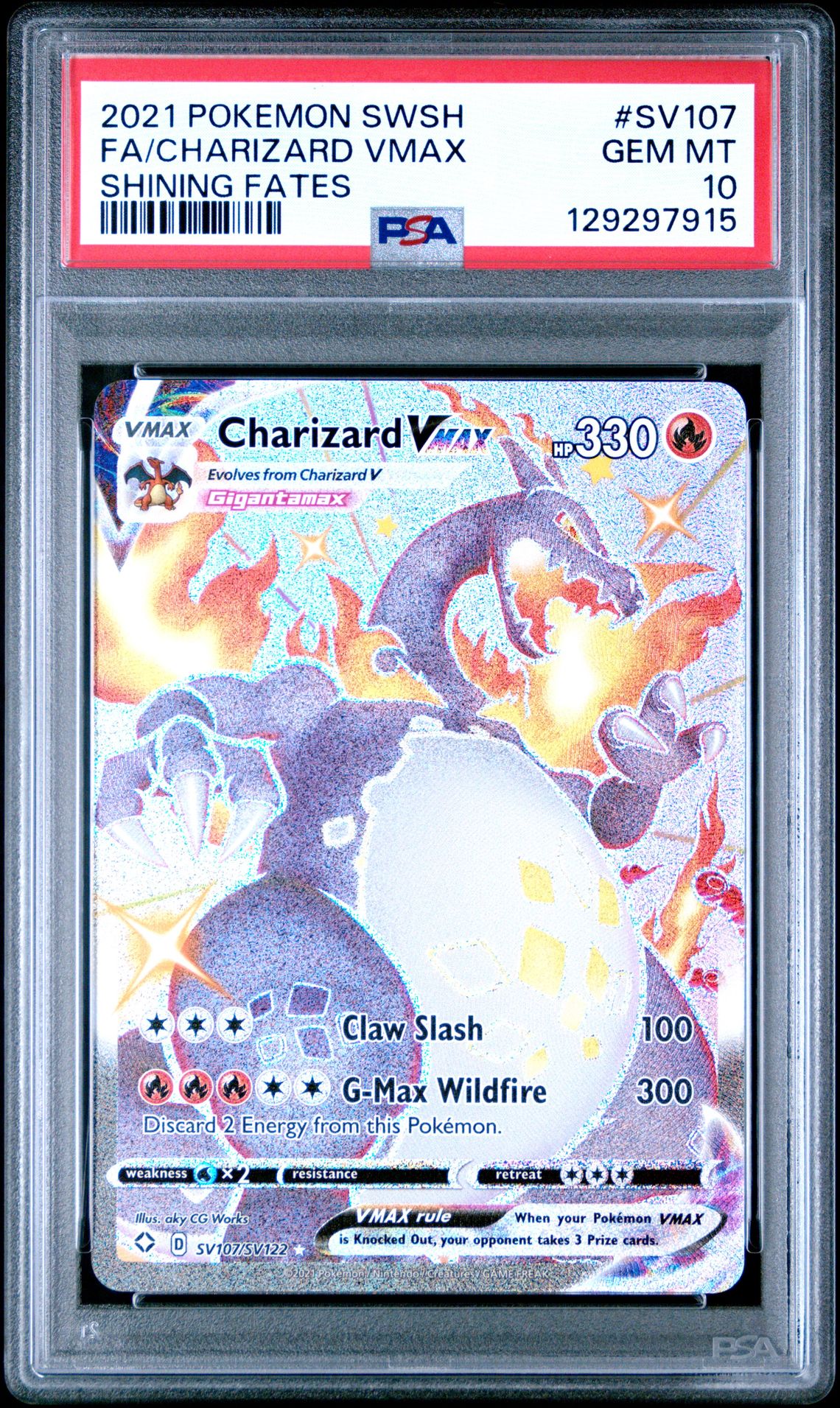 2021 Pokemon Sword & Shield Shining Fates Fa/Charizard Vmax #Sv107 (Shining Fates) Gem Mt 10 front