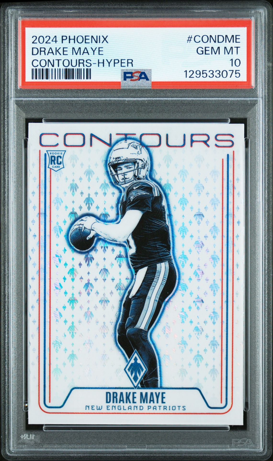 2024 Panini Phoenix Contours Drake Maye #Condme (Contours-Hyper) Gem Mt 10 front
