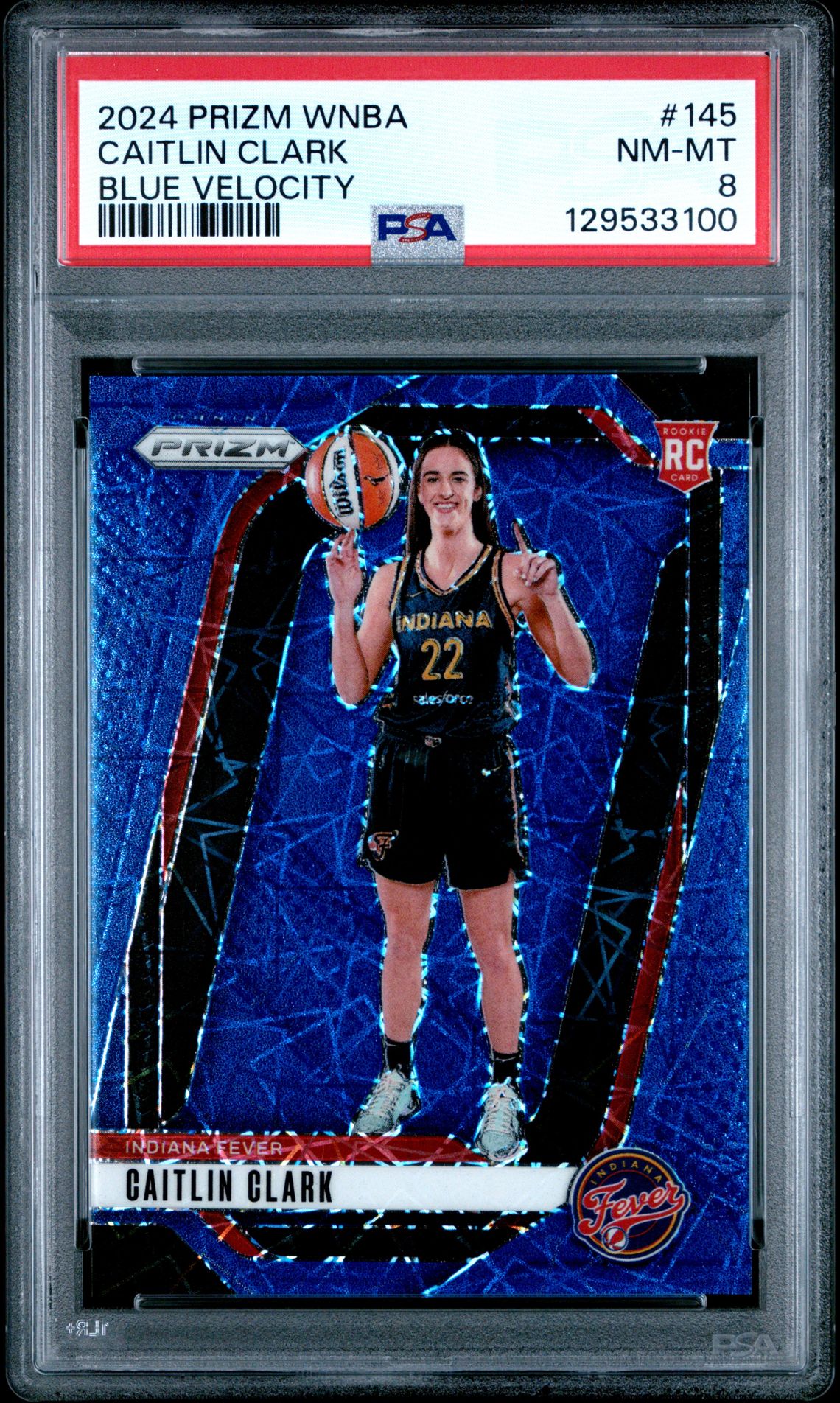2024 Panini Prizm Wnba Caitlin Clark #145 (Blue Velocity) Nm-Mt 8 front