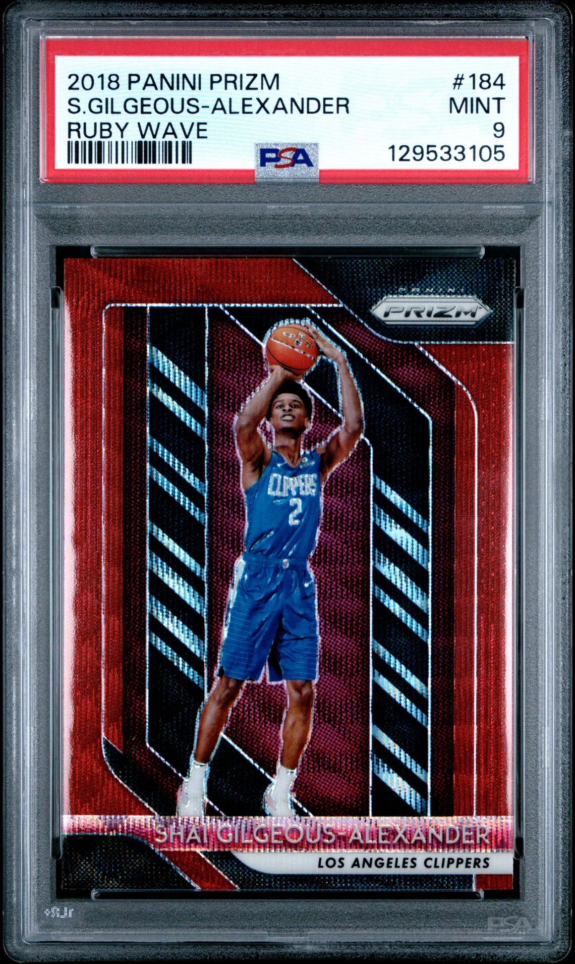 2018 Panini Prizm S.gilgeous-Alexander #184 (Ruby Wave) Mint 9 front