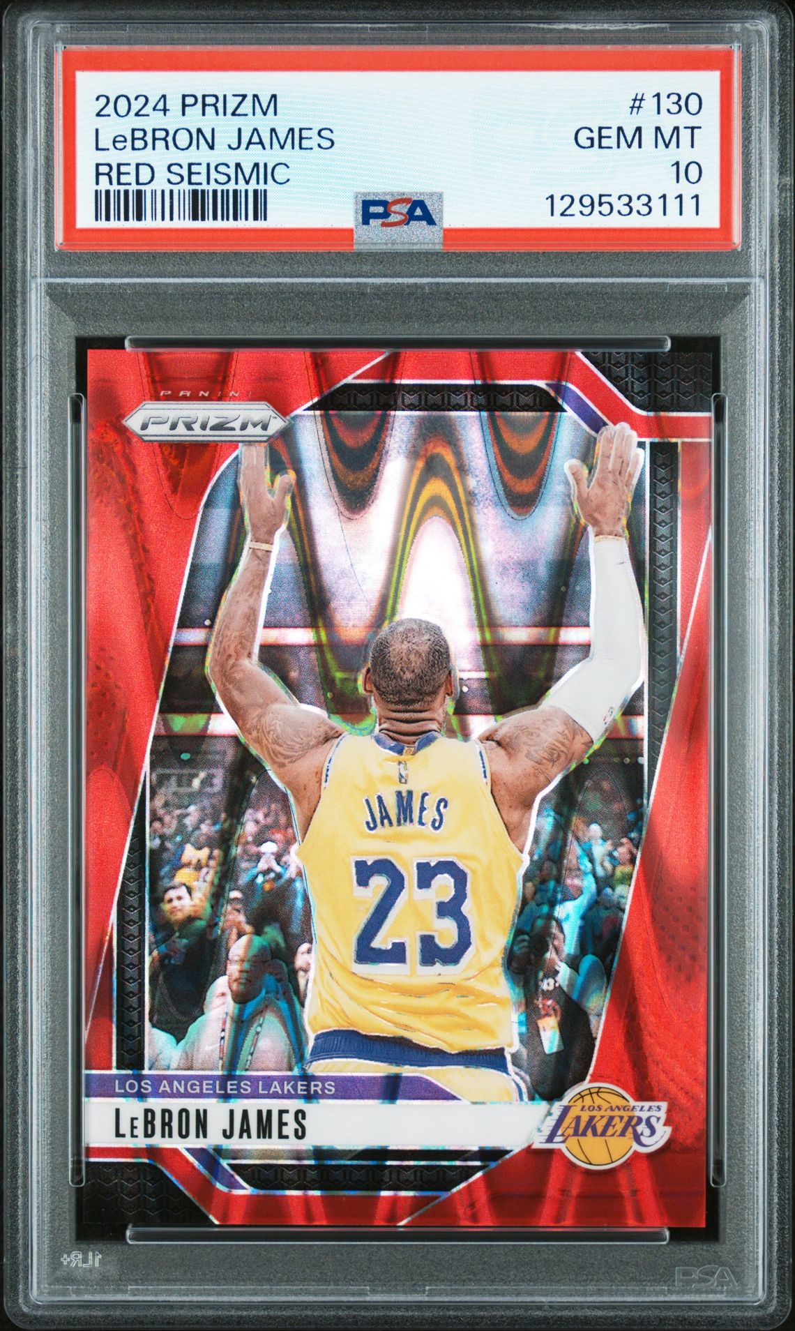 2024 Panini Prizm Lebron James #130 (Red Seismic) Gem Mt 10 front