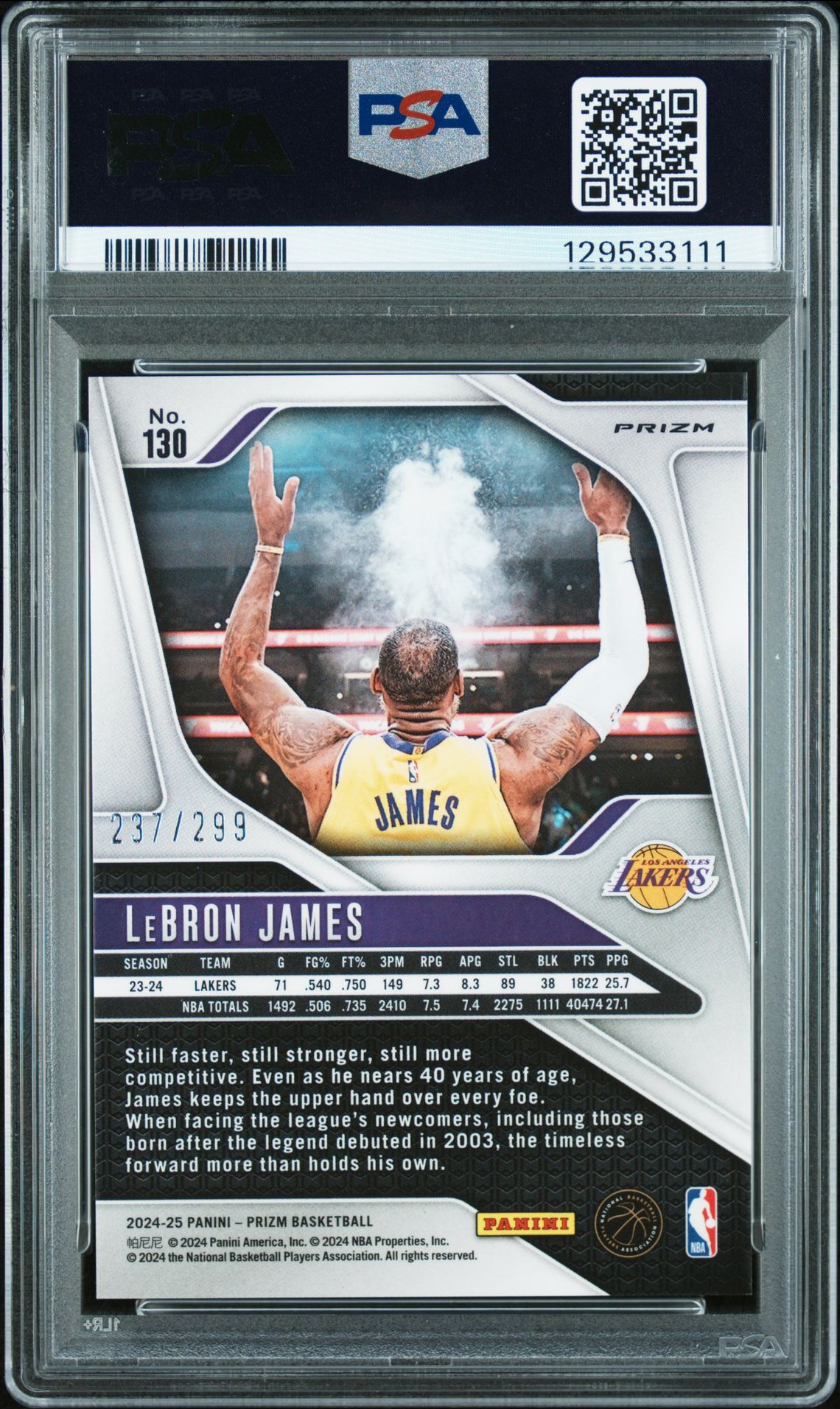 2024 Panini Prizm Lebron James #130 (Red Seismic) Gem Mt 10 back