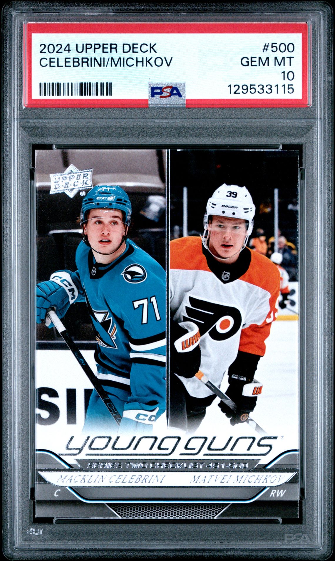 2024 Upper Deck Celebrini/Michkov #500 Gem Mt 10 front