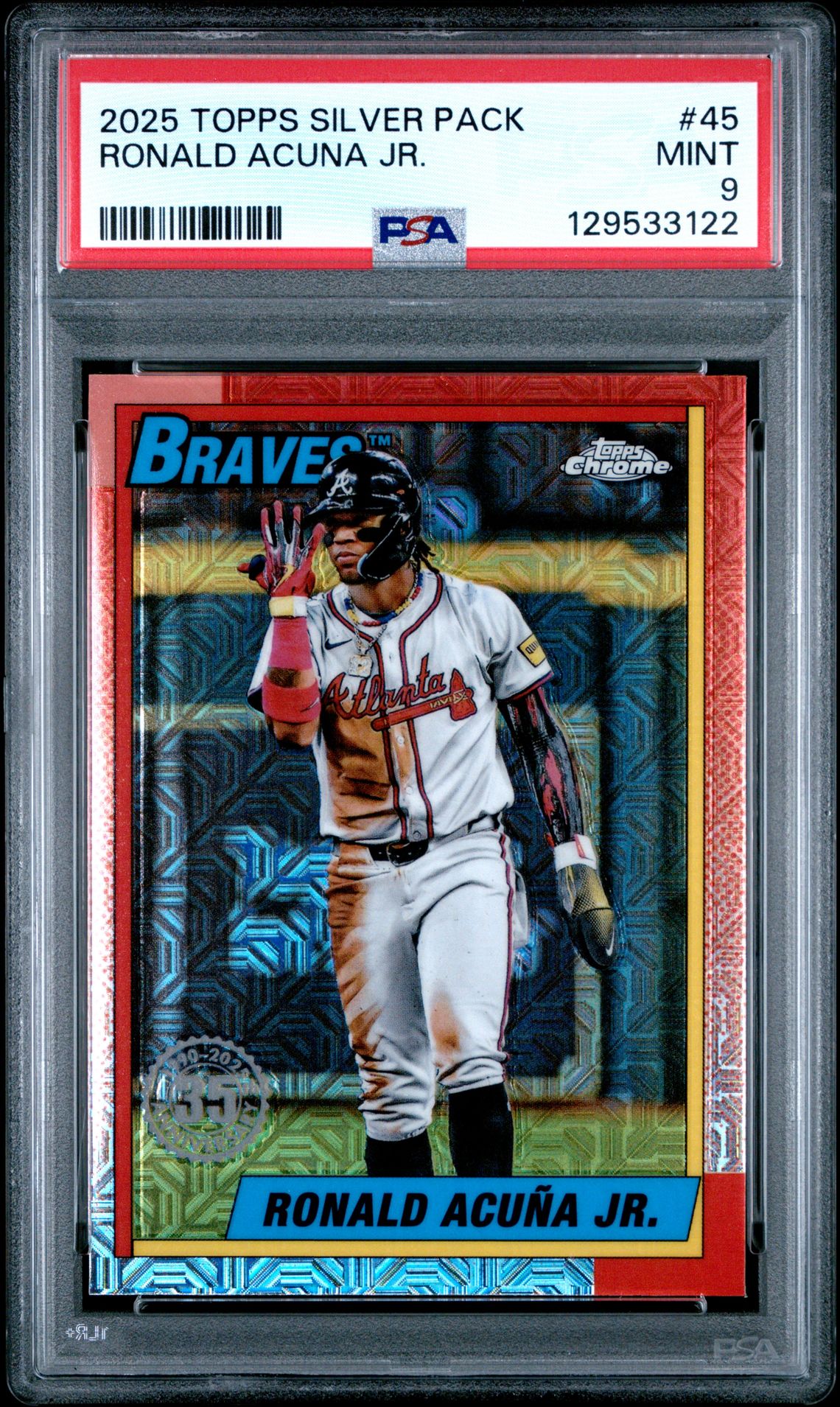 2025 Topps Silver Pack 1990 Chrome Promo Ronald Acuna Jr. #45 Mint 9 front