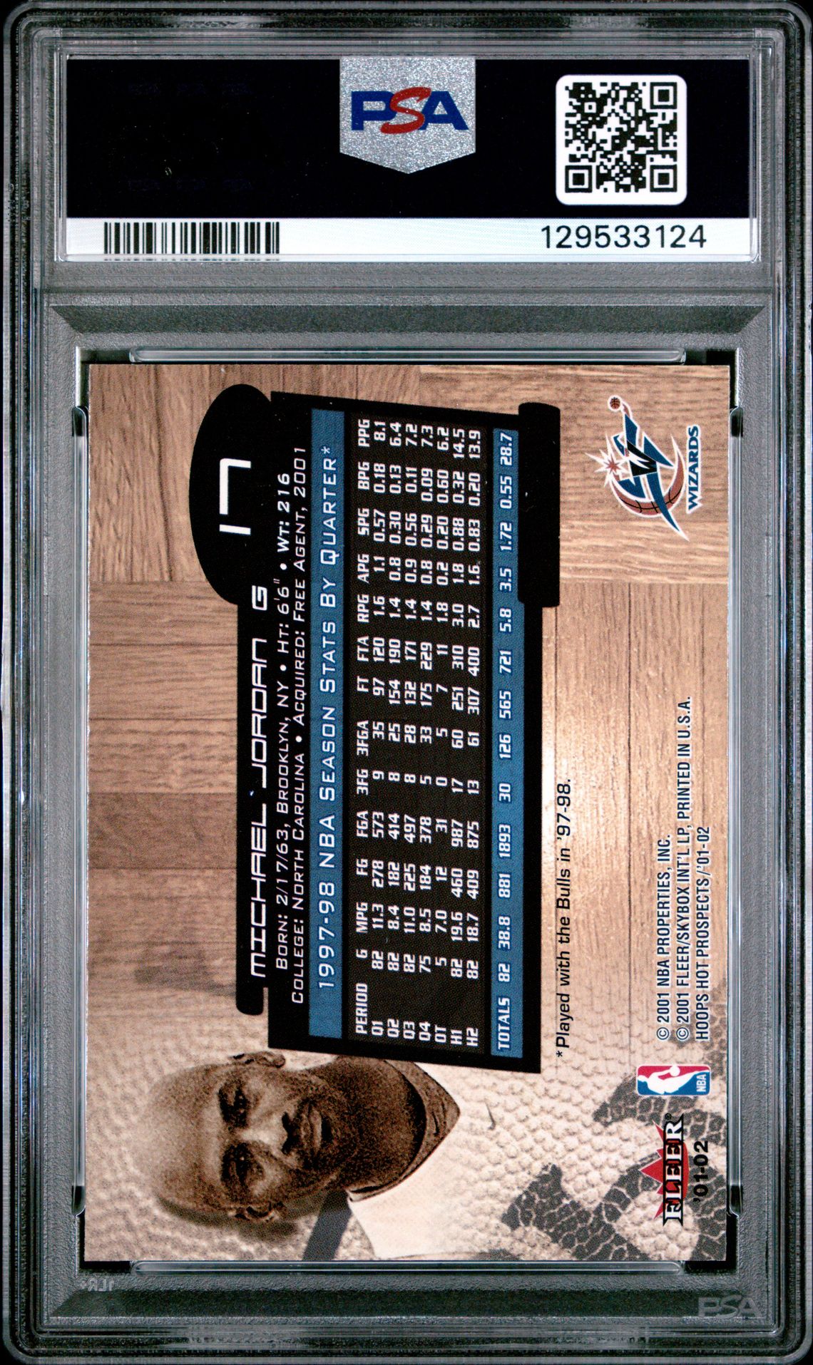 2001 Hoops Hot Prospects Michael Jordan #17 Mint 9 back