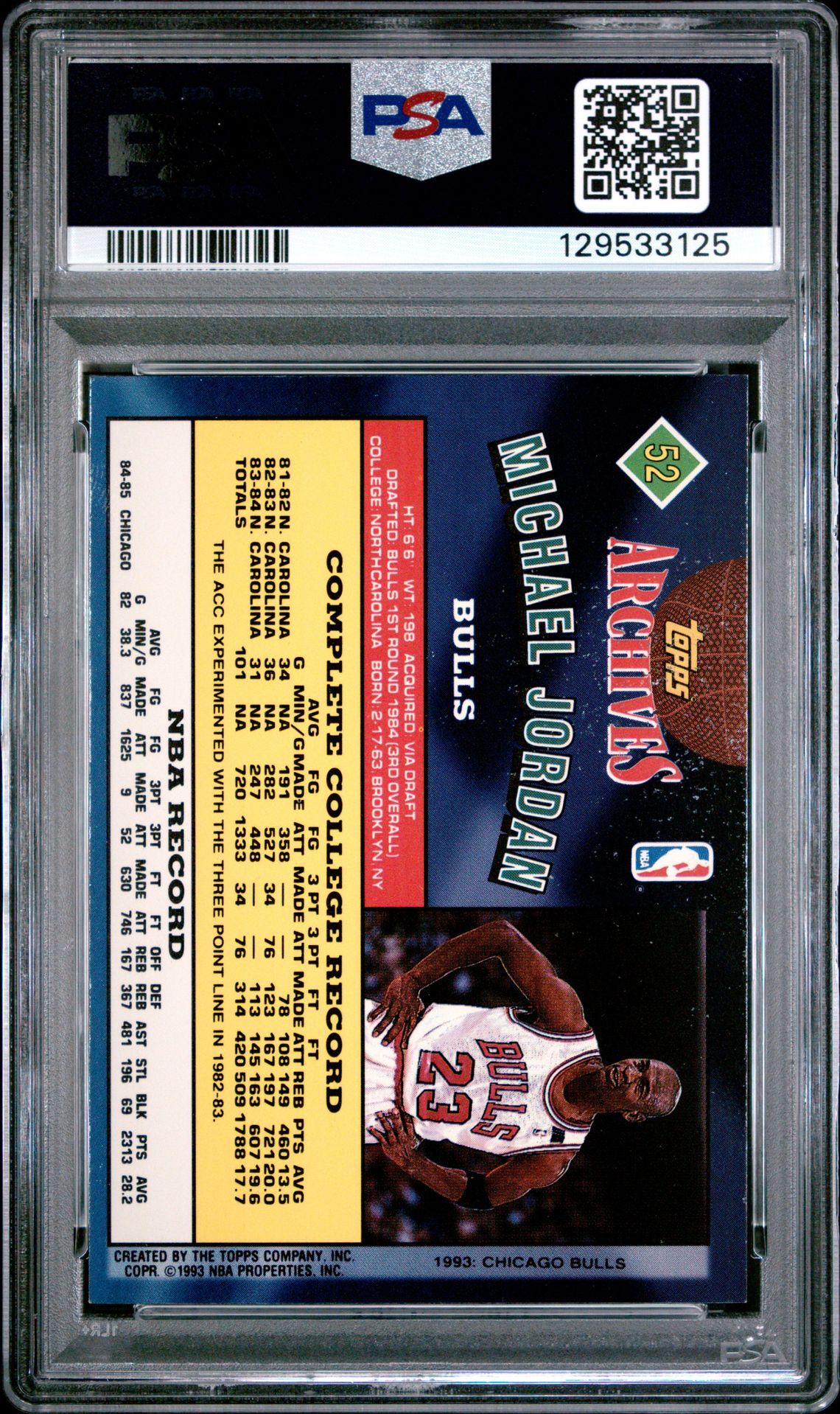 1992 Topps Archives Michael Jordan #52 Nm 7 back