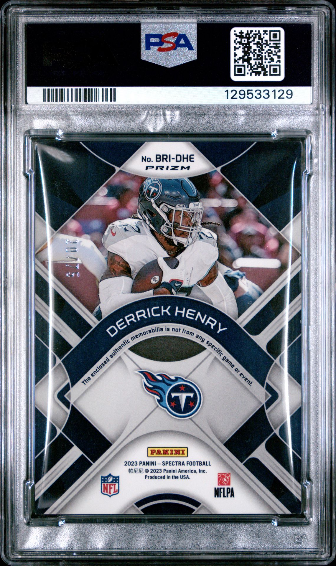 2023 Panini Spectra Brilliance Relics Derrick Henry #Bridhe (Brilliance Relic-Celestial) Ex-Mt 6 back