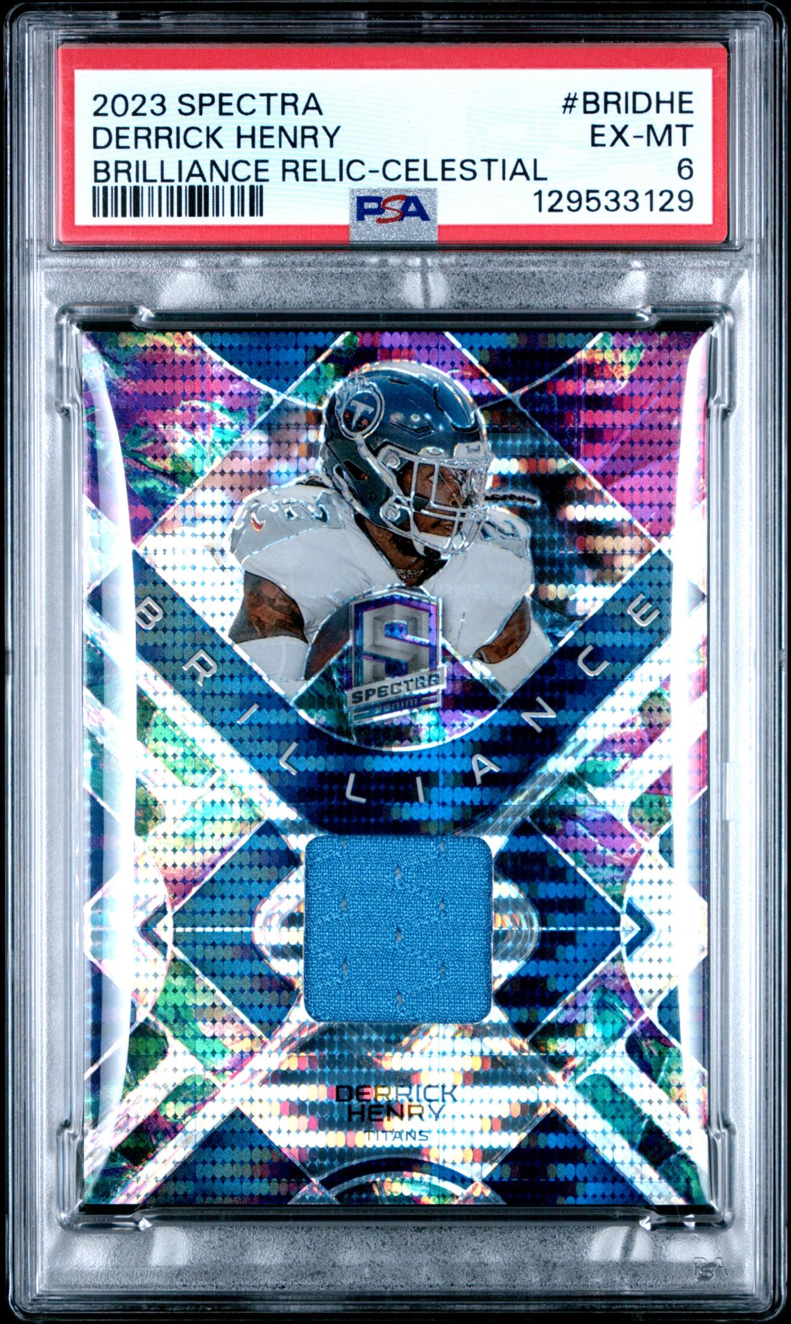 2023 Panini Spectra Brilliance Relics Derrick Henry #Bridhe (Brilliance Relic-Celestial) Ex-Mt 6 front
