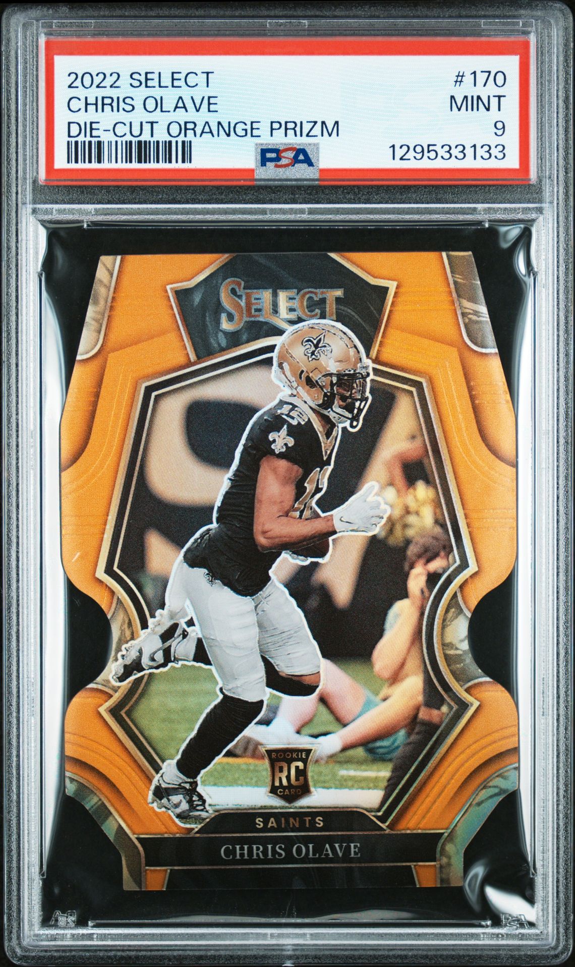 2022 Panini Select Chris Olave #170 (Die-Cut Orange Prizm) Mint 9 front