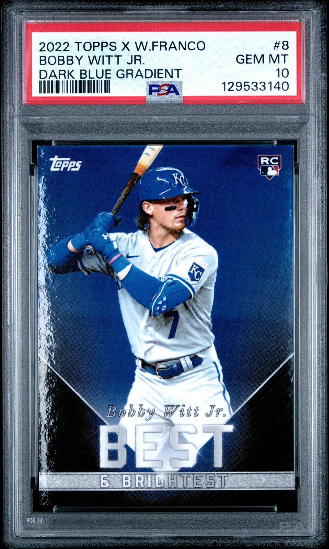 2022 Topps X Wander Franco Bobby Witt Jr. #8 (Dark Blue Gradient) Gem Mt 10 front