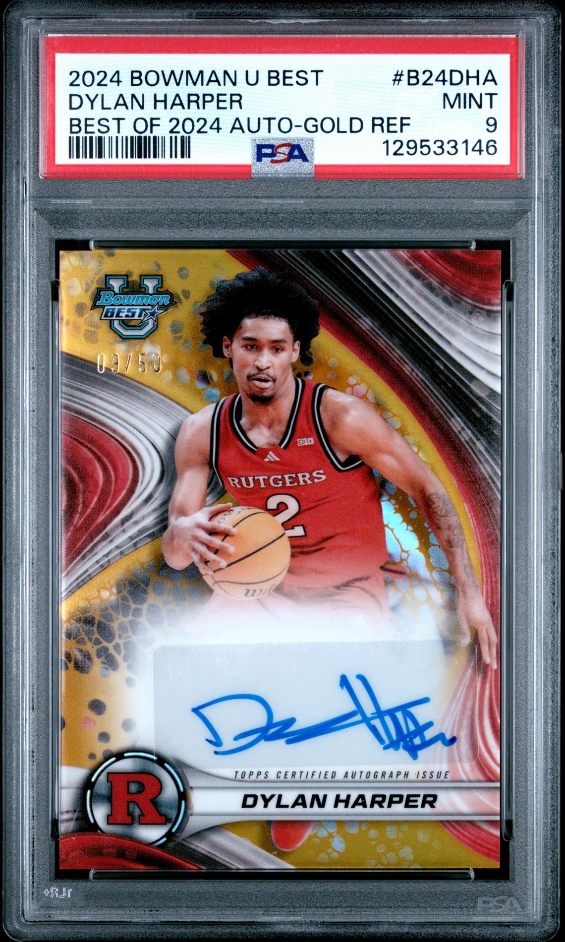 2024 Bowman University Best Best Of 2024 Autographs Dylan Harper #B24Dha (Best Of 2024 Auto-Gold Ref) Mint 9 front