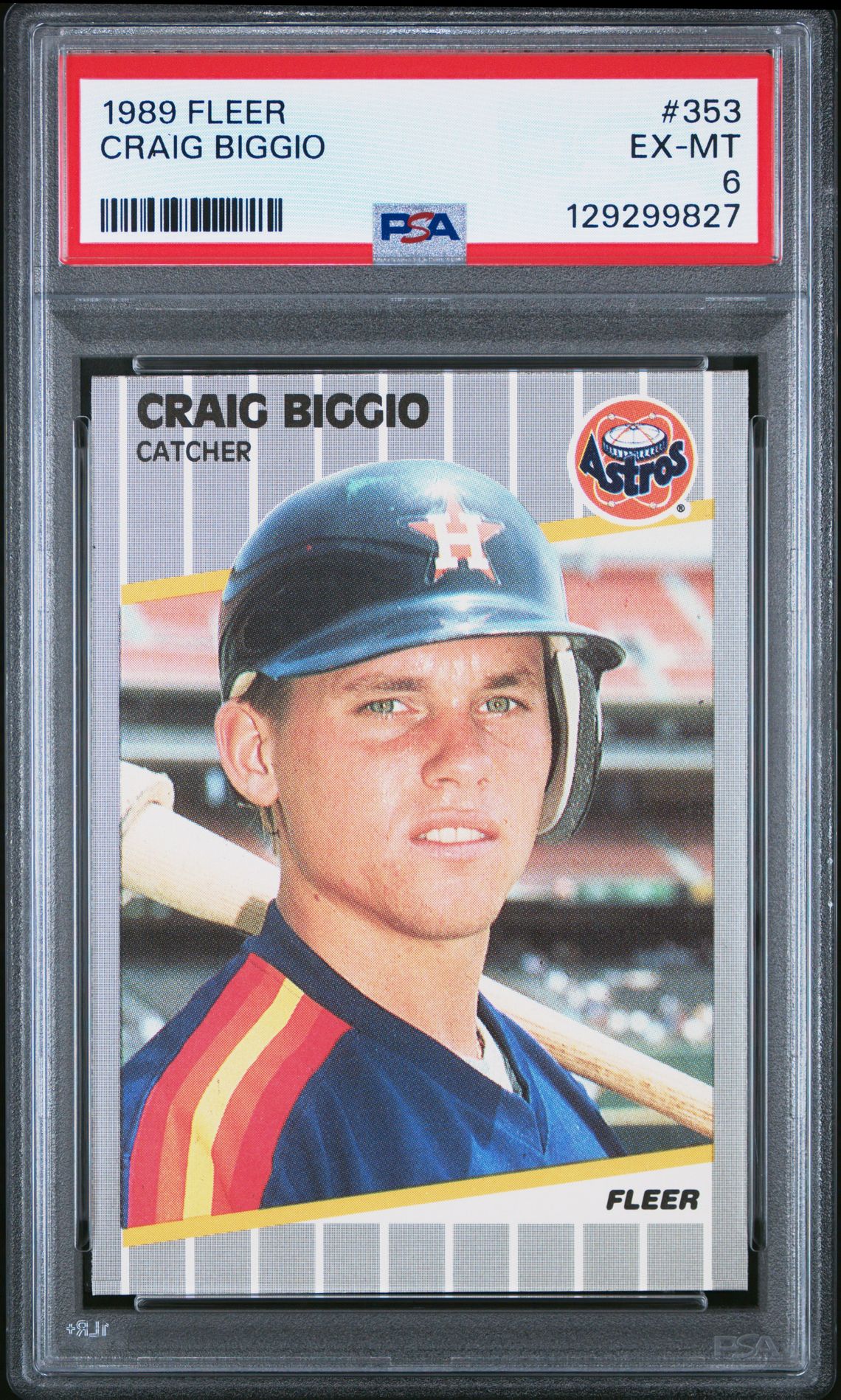 1989 Fleer Craig Biggio #353 Ex-Mt 6 front