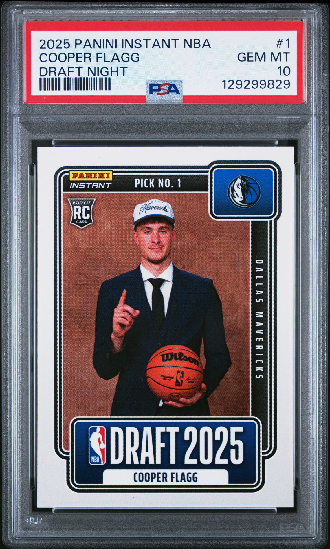 2025 Panini Instant Nba Draft Night Cooper Flagg #1 Gem Mt 10 front