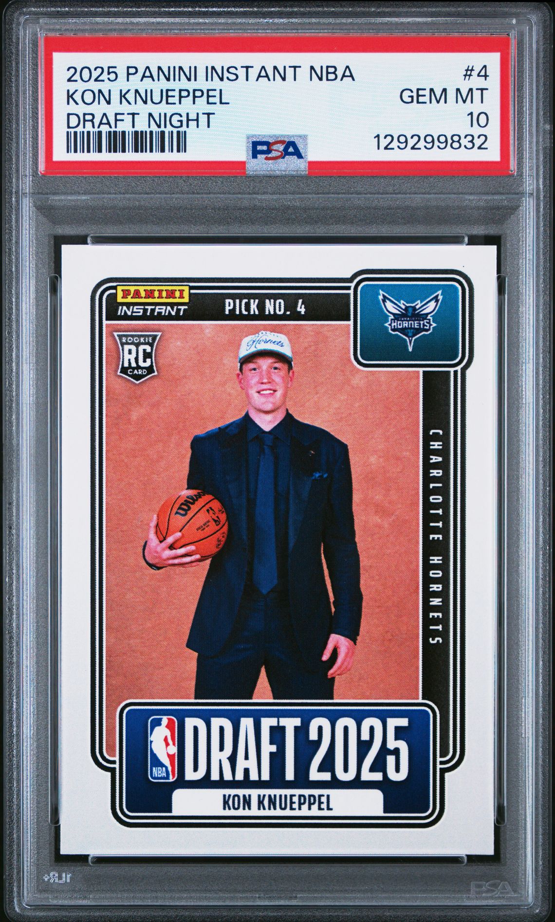2025 Panini Instant Nba Draft Night Kon Knueppel #4 Gem Mt 10 front