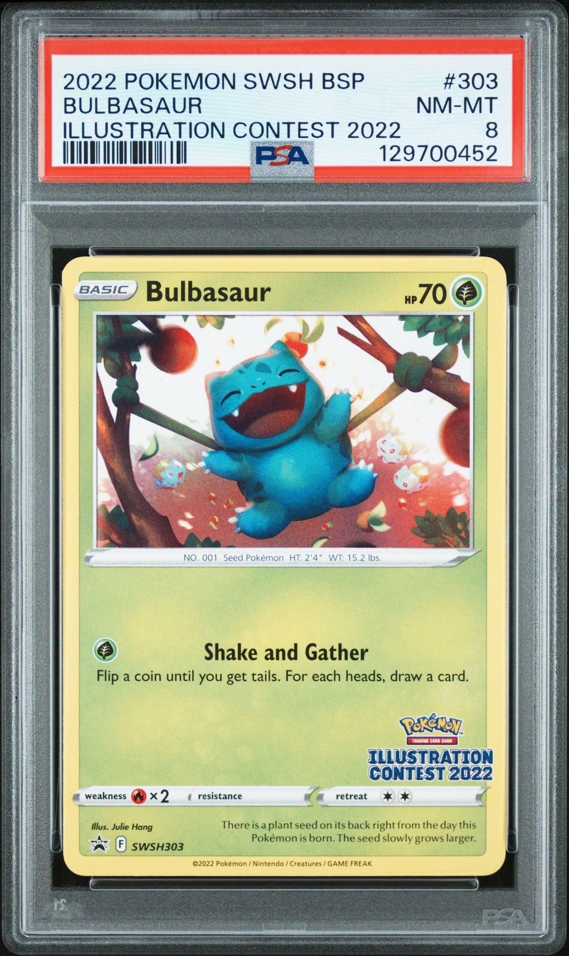2022 Pokemon Swsh Black Star Promo Bulbasaur #303 (Illustration Contest 2022) Nm-Mt 8 front
