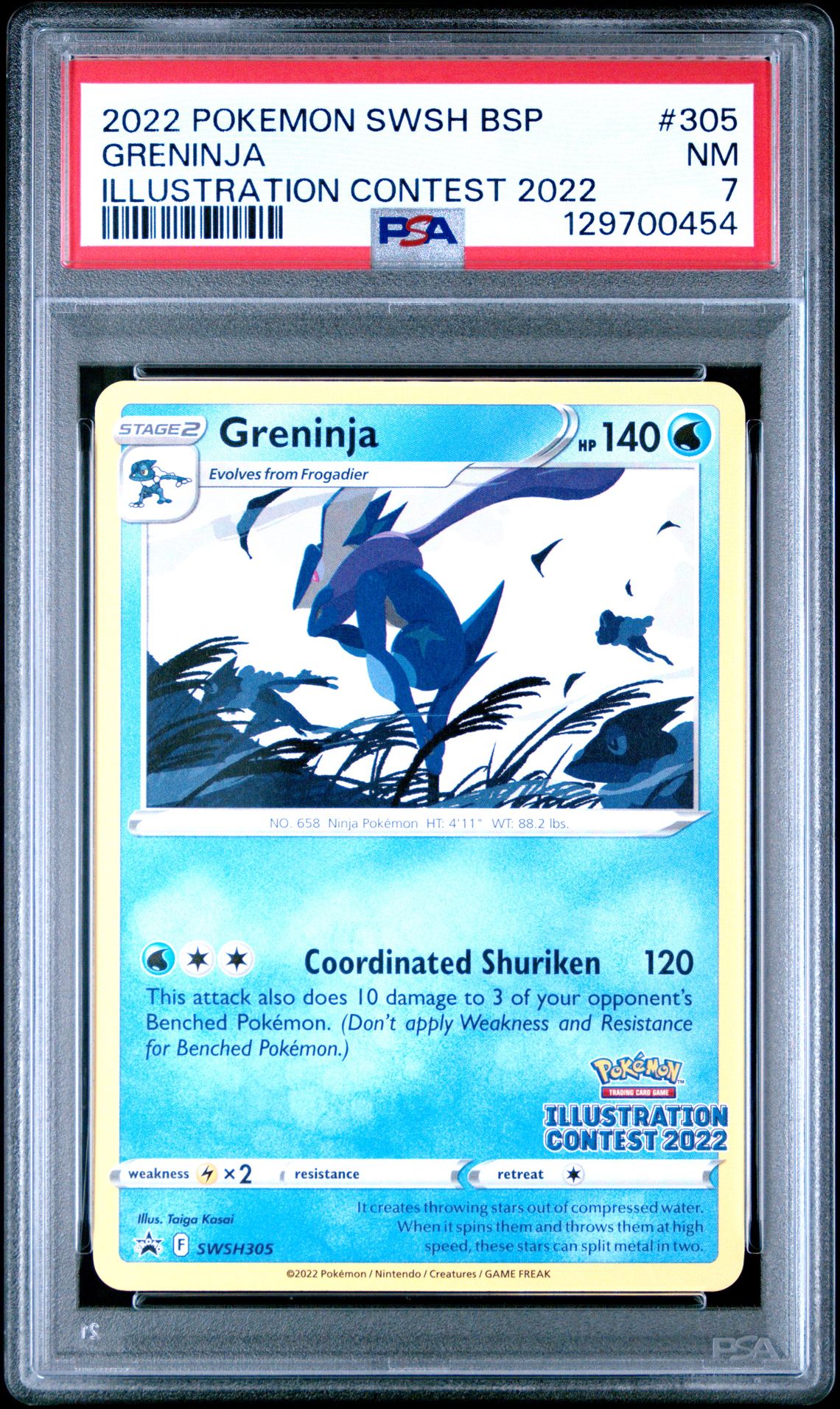 2022 Pokemon Swsh Black Star Promo Greninja #305 (Illustration Contest 2022) Nm 7 front
