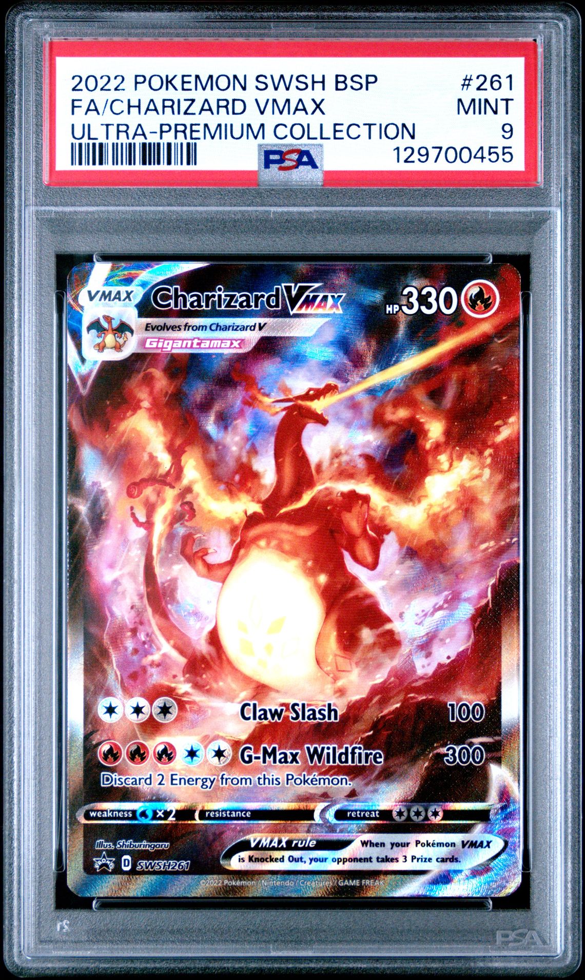 2022 Pokemon Swsh Black Star Promo Fa/Charizard Vmax #261 (Ultra-Premium Collection) Mint 9 front
