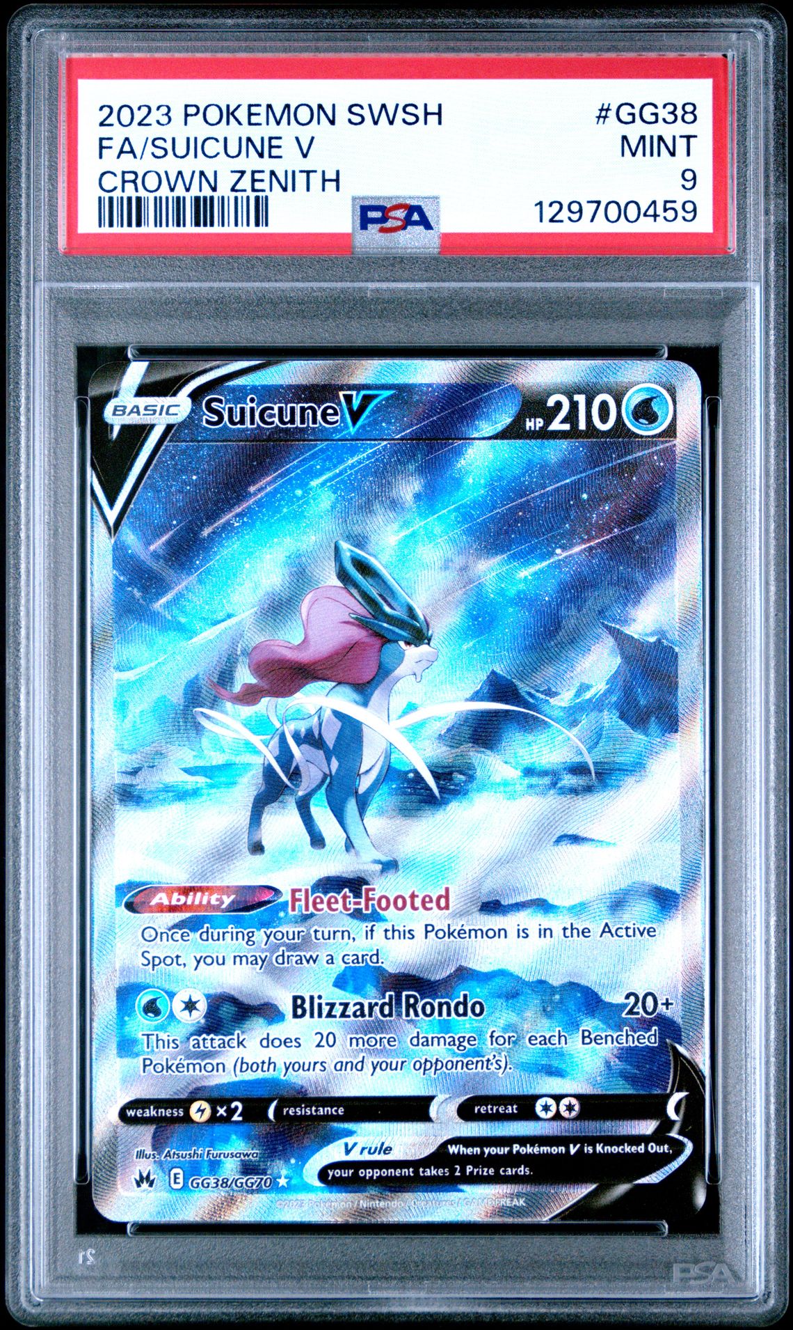 2023 Pokemon Sword And Shield Crown Zenith Fa/Suicune V #Gg38 (Crown Zenith) Mint 9 front