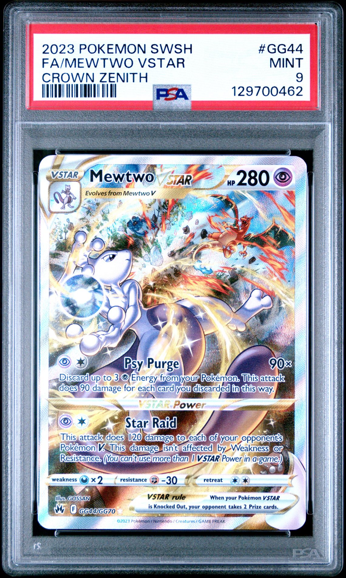 2023 Pokemon Sword And Shield Crown Zenith Fa/Mewtwo Vstar #Gg44 (Crown Zenith) Mint 9 front