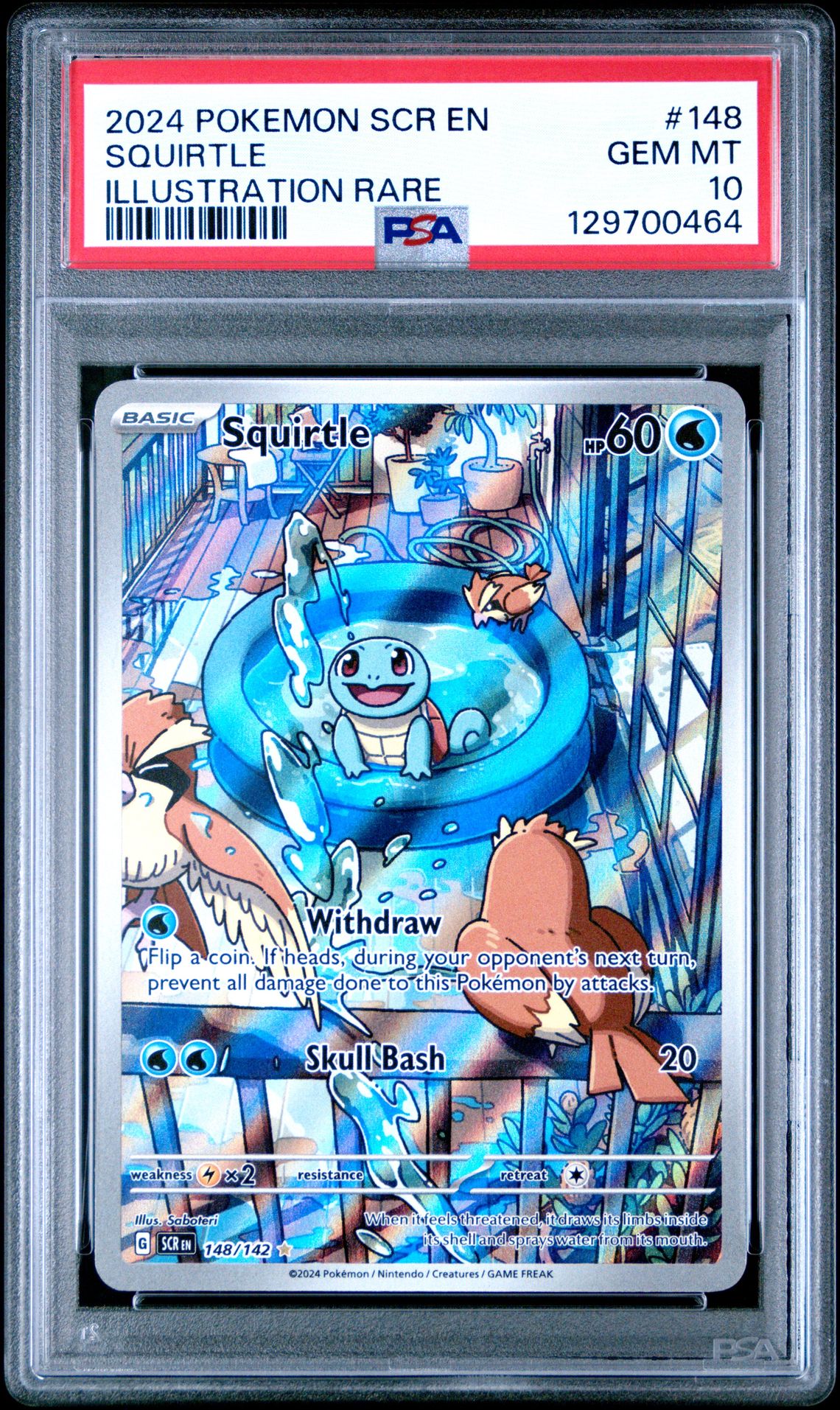 2024 Pokemon Scr En-Stellar Crown Squirtle #148 (Illustration Rare) Gem Mt 10 front