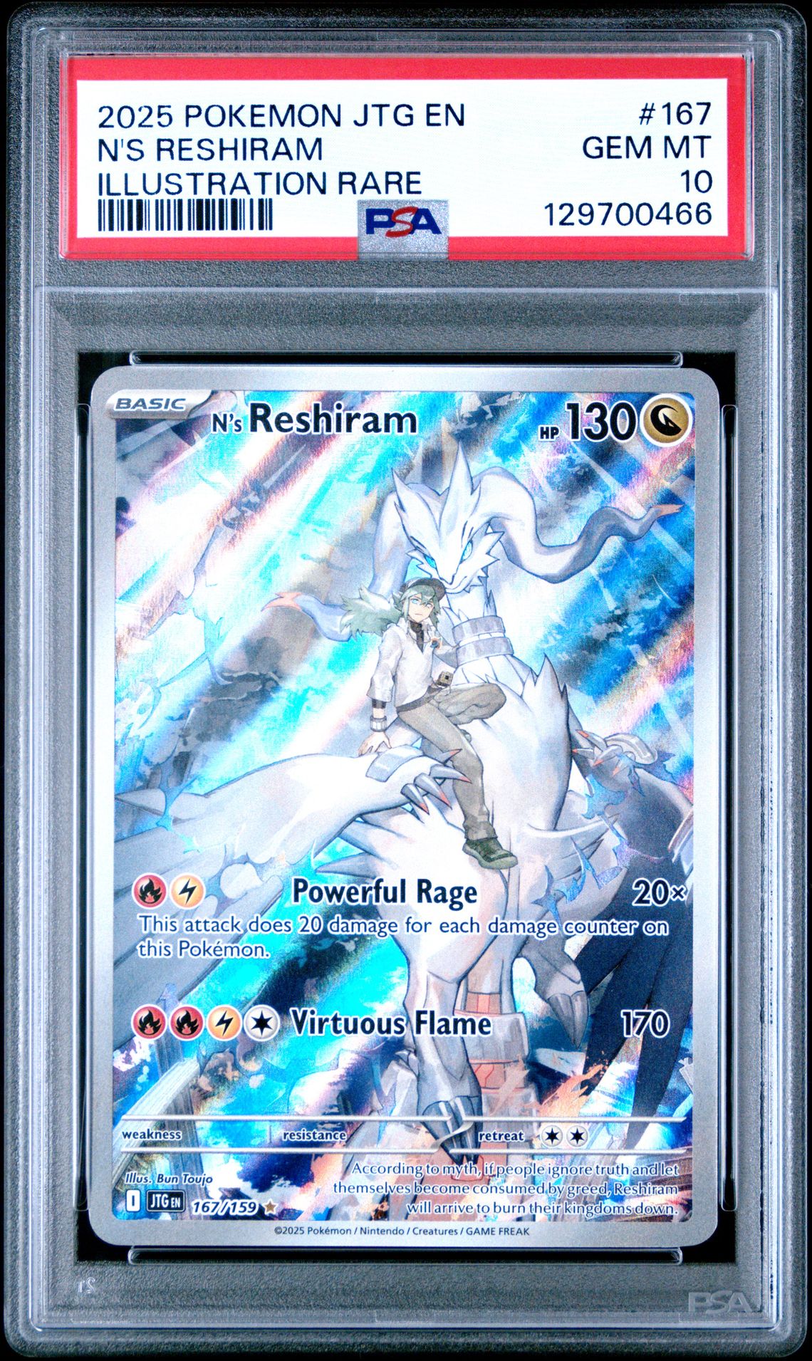 2025 Pokemon Jtg En-Journey Together N's Reshiram #167 (Illustration Rare) Gem Mt 10 front