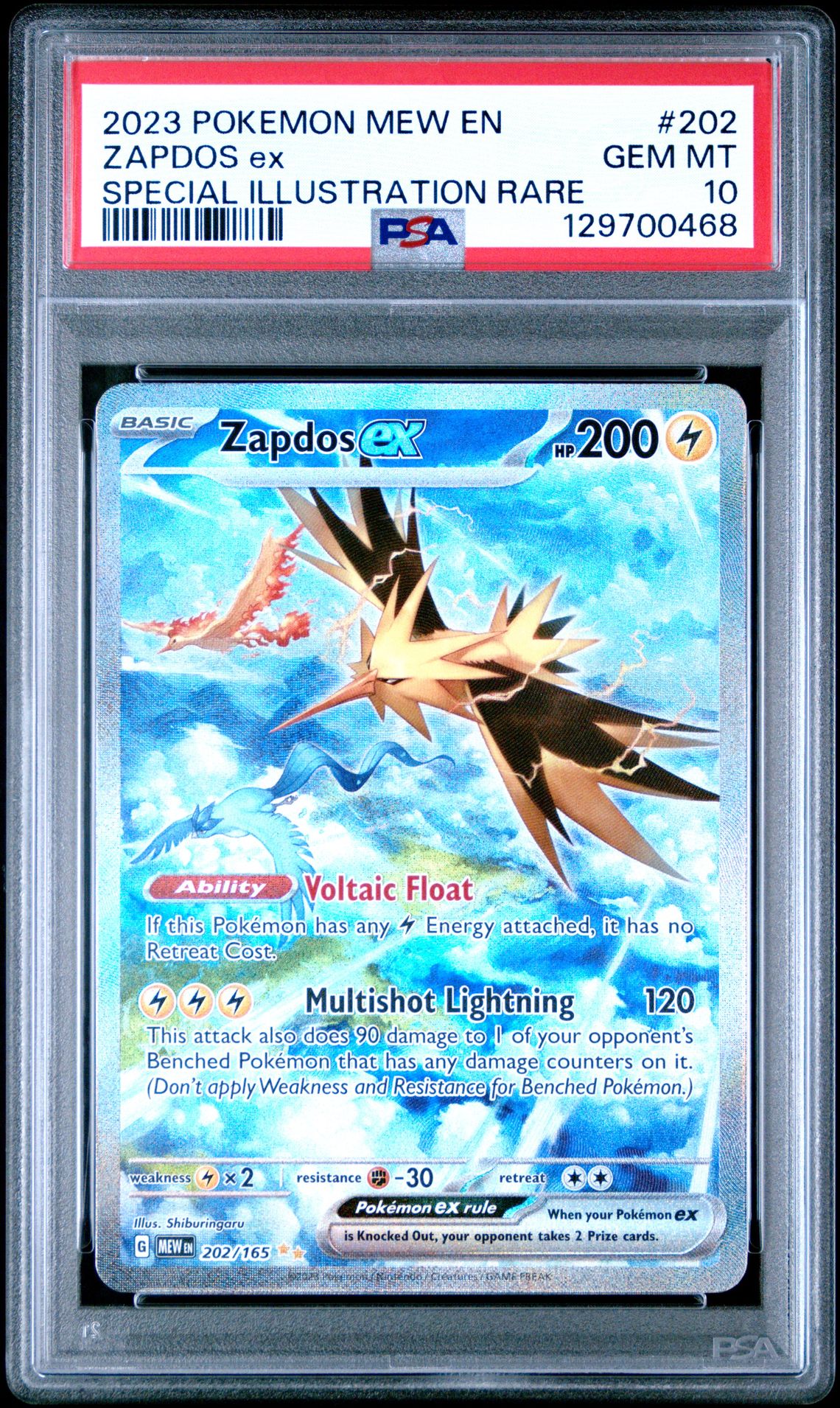 2023 Pokemon Mew En-151 Zapdos Ex #202 (Special Illustration Rare) Gem Mt 10 front