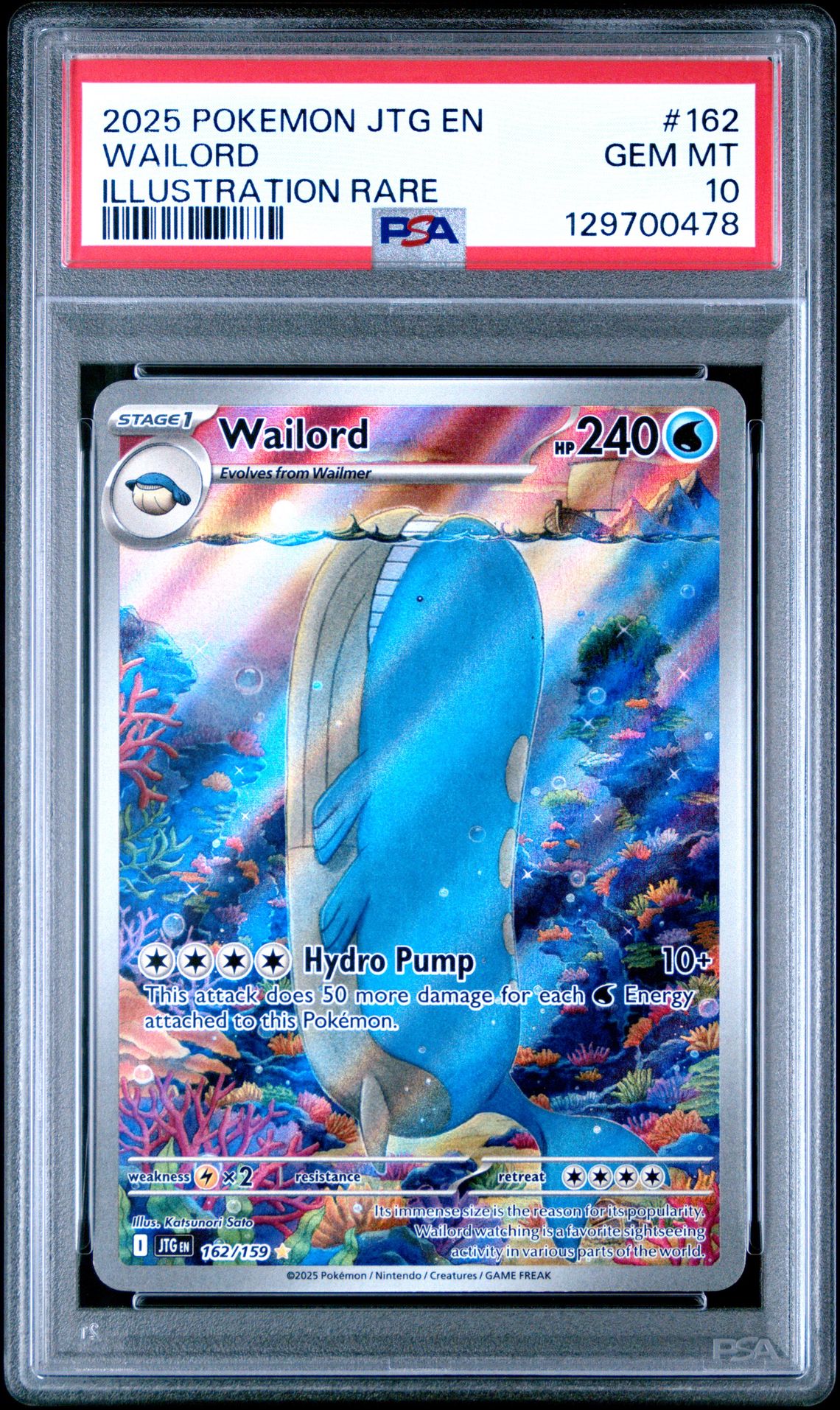 2025 Pokemon Jtg En-Journey Together Wailord #162 (Illustration Rare) Gem Mt 10 front