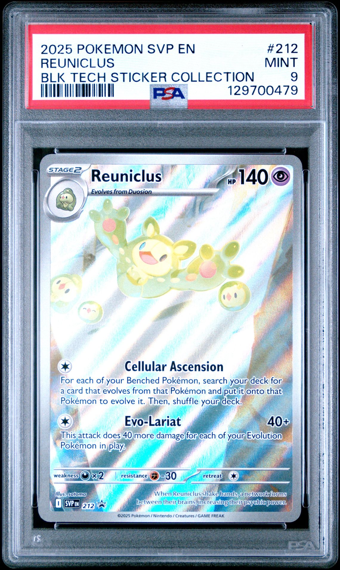 2025 Pokemon Svp En-Sv Black Star Promo Reuniclus #212 (Blk Tech Sticker Collection) Mint 9 front