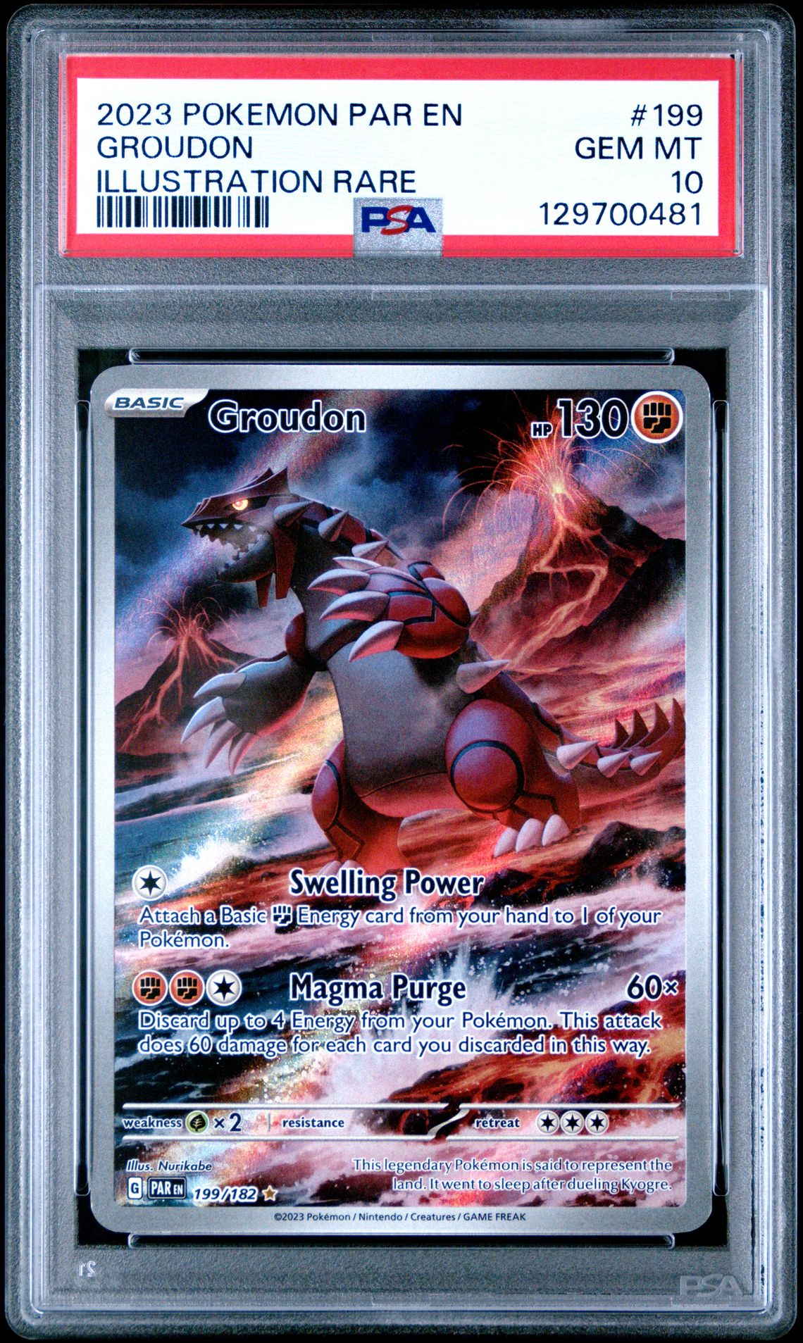 2023 Pokemon Par En-Paradox Rift Groudon #199 (Illustration Rare) Gem Mt 10 front