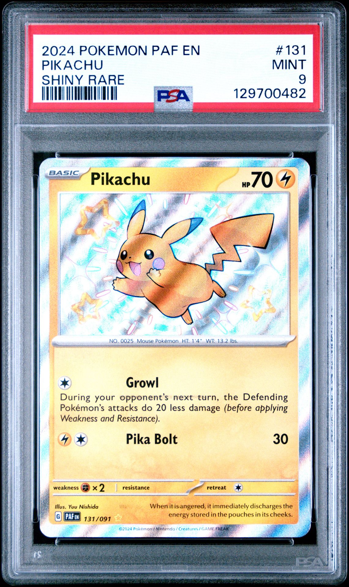2024 Pokemon Paf En-Paldean Fates Pikachu #131 (Shiny Rare) Mint 9 front