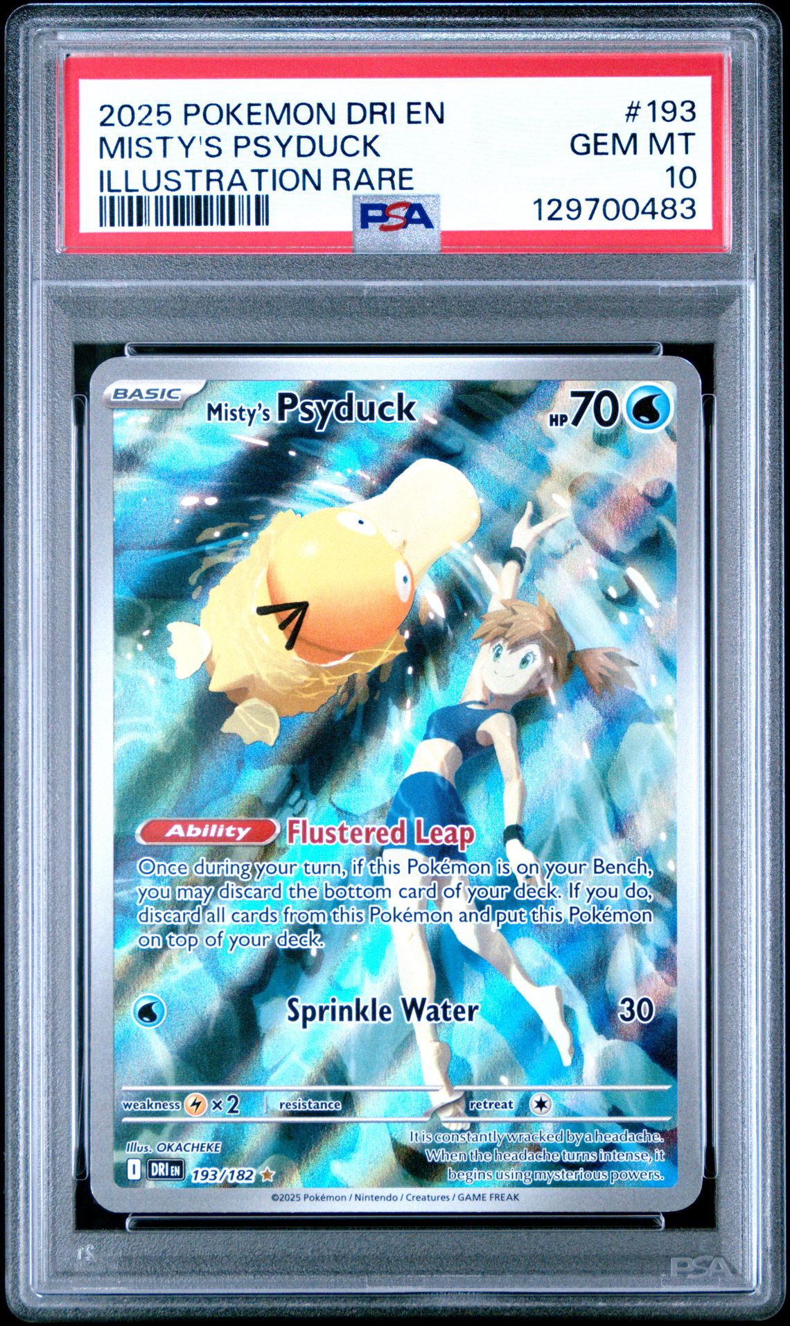 2025 Pokemon Dri En-Destined Rivals Misty's Psyduck #193 (Illustration Rare) Gem Mt 10 front