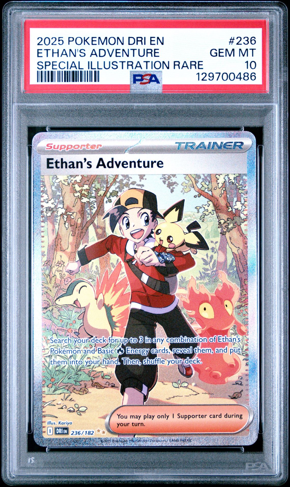 2025 Pokemon Dri En-Destined Rivals Ethan's Adventure #236 (Special Illustration Rare) Gem Mt 10 front