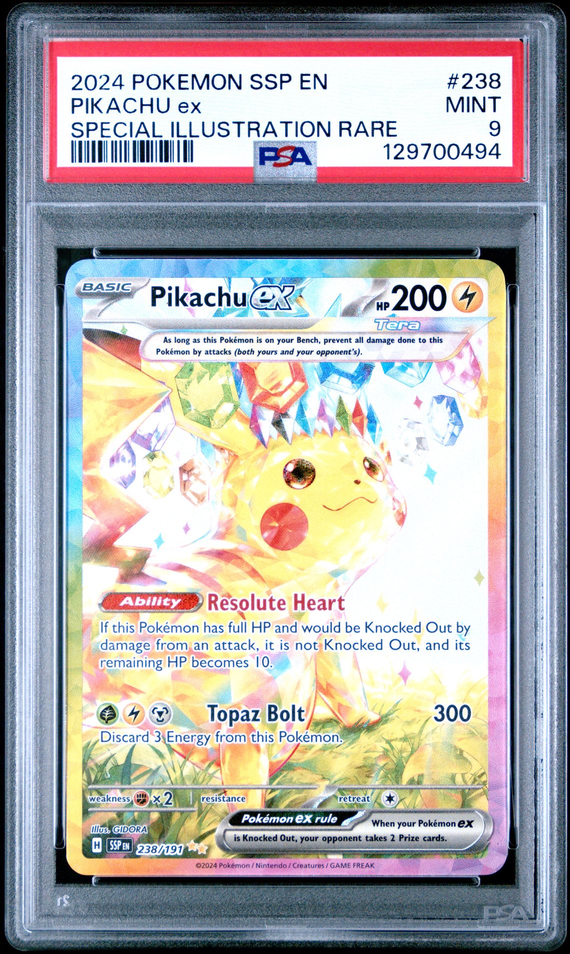 2024 Pokemon Ssp En-Surging Sparks Pikachu Ex #238 (Special Illustration Rare) Mint 9 front