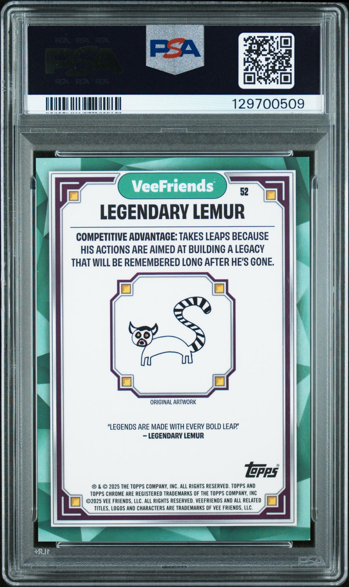 2025 Topps Chrome Veefriends Legendary Lemur #52 (Raywave Refractor) Mint 9 back