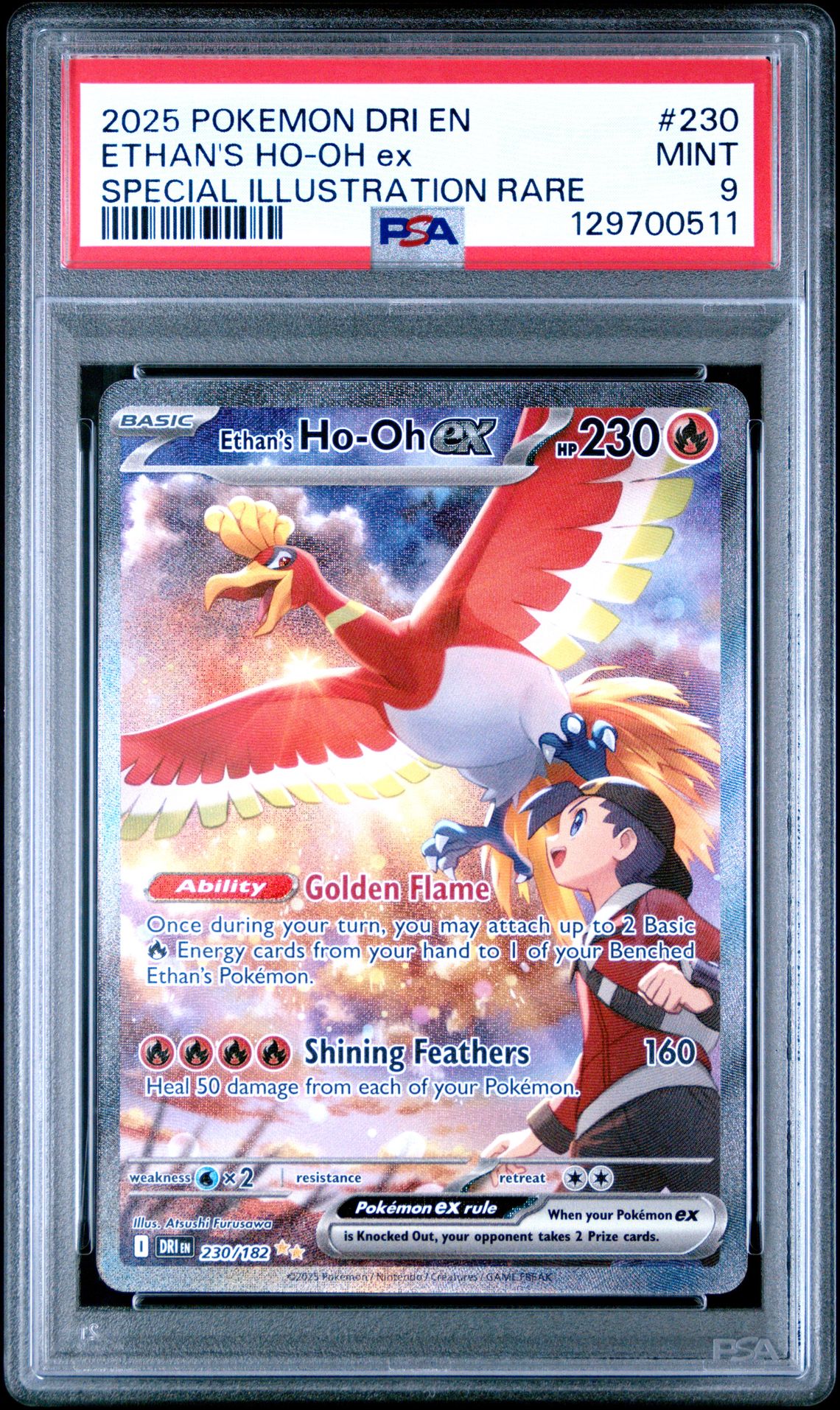 2025 Pokemon Dri En-Destined Rivals Ethan's Ho-Oh Ex #230 (Special Illustration Rare) Mint 9 front