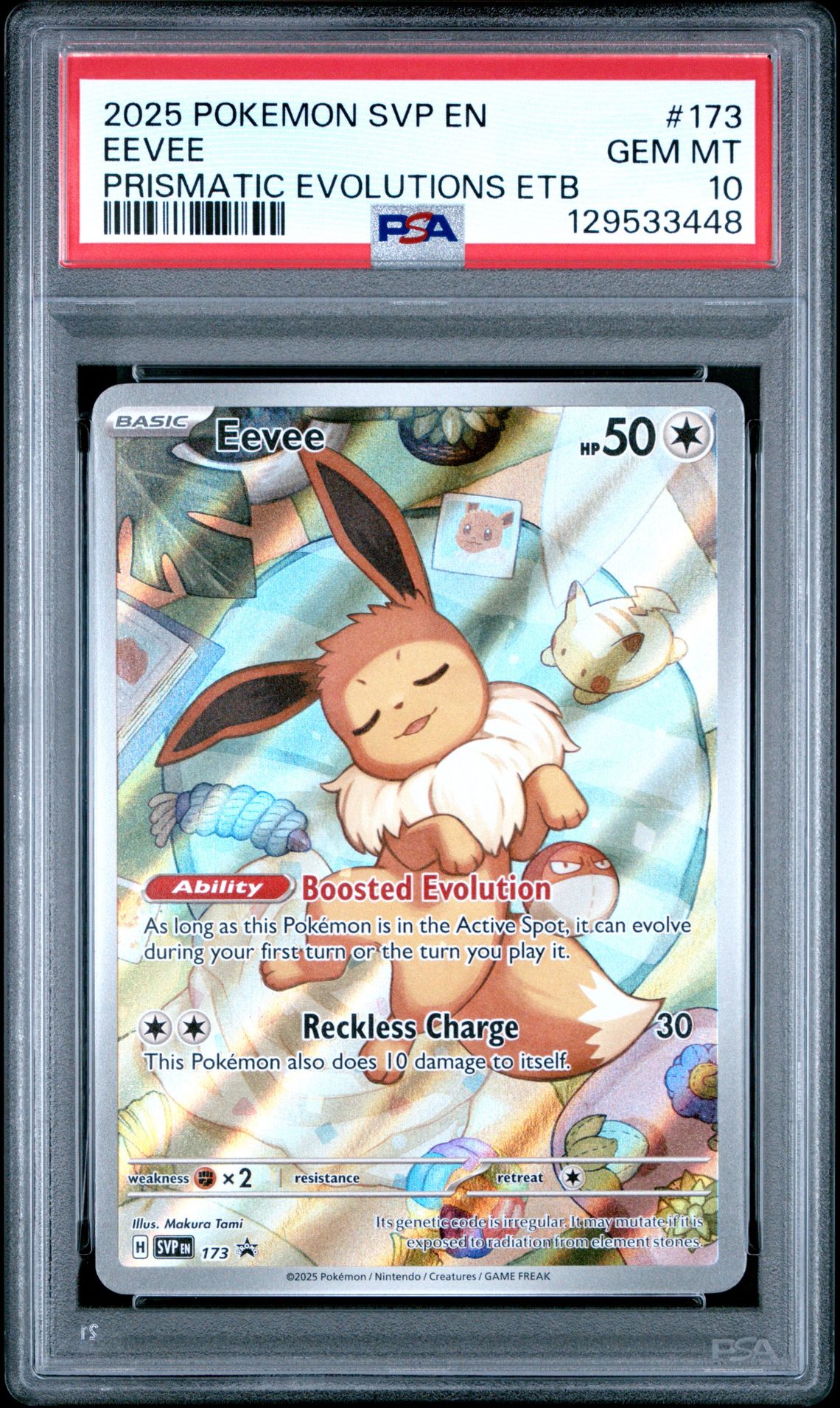 2025 Pokemon Svp En-Sv Black Star Promo Eevee #173 (Prismatic Evolutions Etb) Gem Mt 10 front