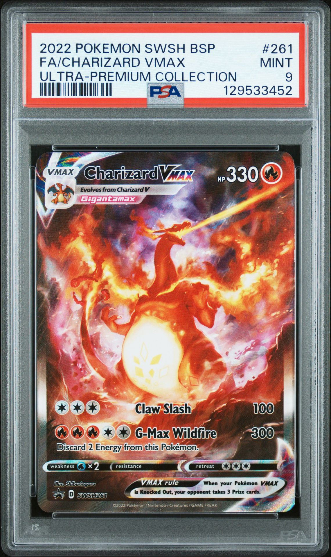 2022 Pokemon Swsh Black Star Promo Fa/Charizard Vmax #261 (Ultra-Premium Collection) Mint 9 front